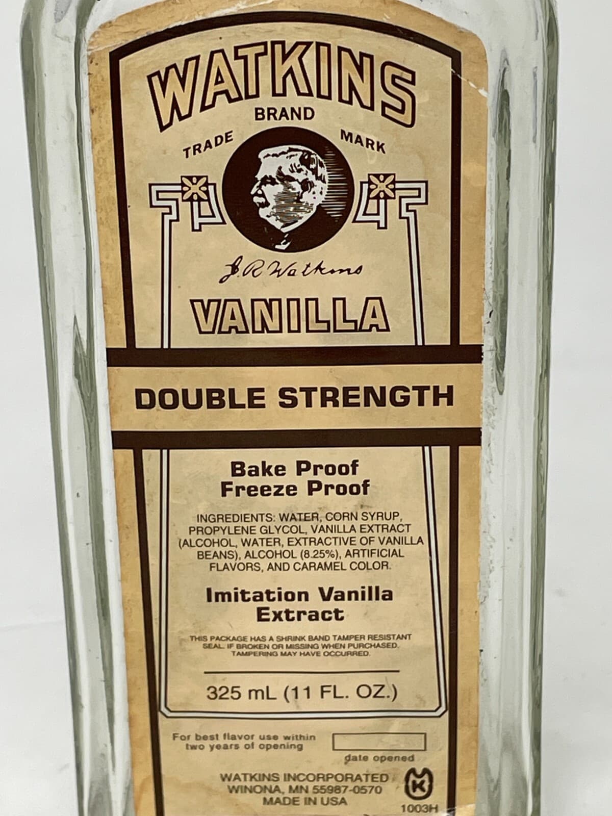 Watkins Vanilla Clear Glass Bottle | Double Strength | Label | Vintage 2