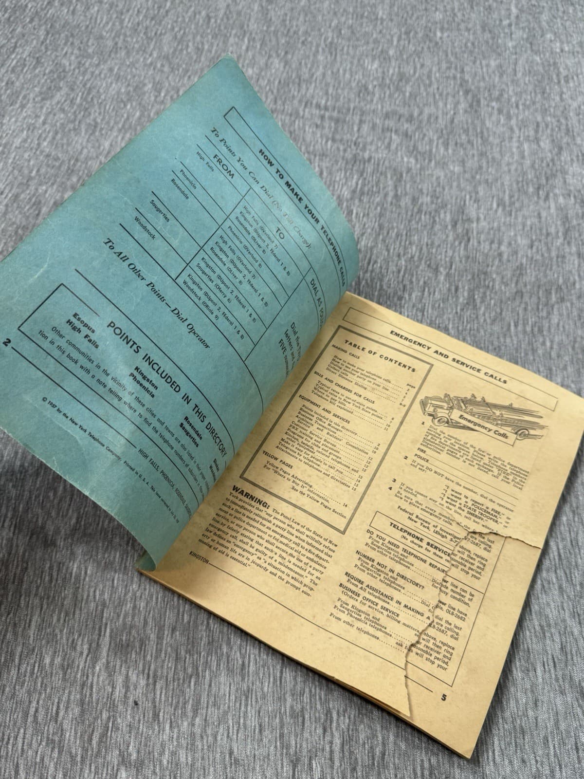 Vintage Woodstock, NY Telephone Directory Book 1957-1958 New York Genealogy 4