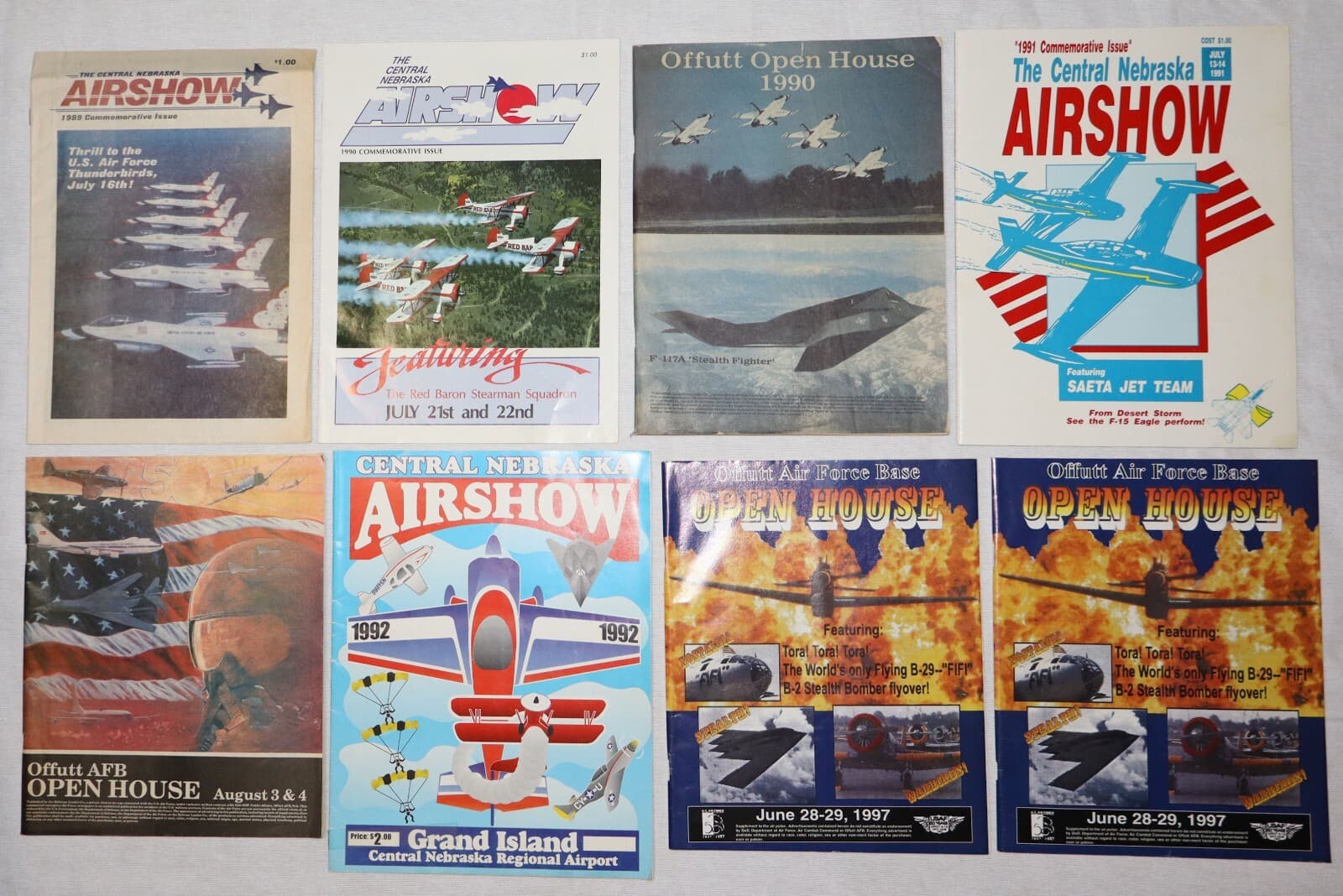 LOT OF 8 VINTAGE GRAND ISLAND AIR SHOW & STRAGIC AIR COMMAND OPEN HOUSE PROGRAMS
