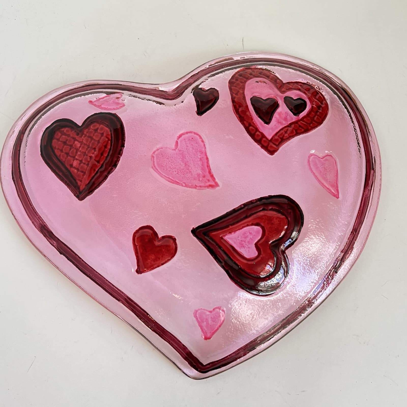 Valentine Clear Glass Heart Shaped Plate With Hearts Love Anniversary Gift 11 In 6