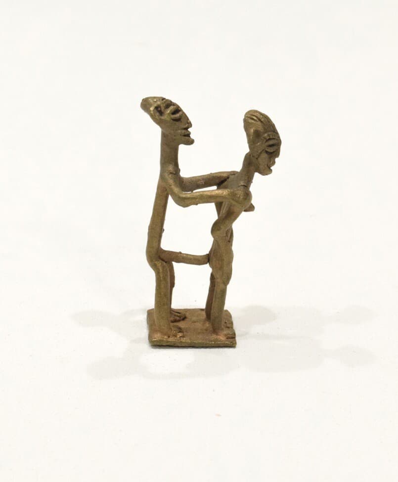 African Ashanti Brass Erotic Couple Statue Ghana 3