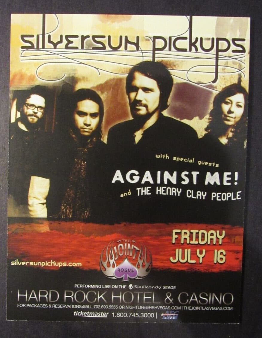 Silversun Pickups Against Me! Concert Promo Flyer Card 6"x4" Hard Rock Las Vegas