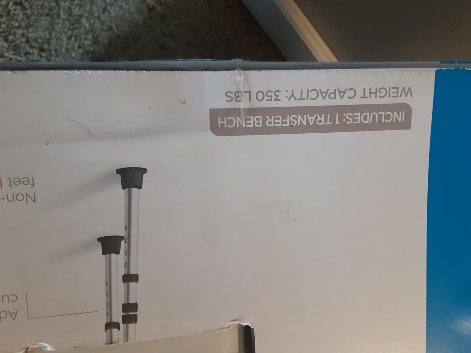 Equate Transfer Bench W/Back Rest, Shower Bench, Black, 350lb, Adjustable NIB  5