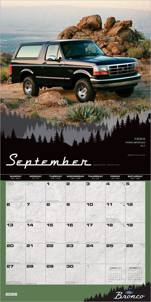 Ford Bronco OFFICIAL | 2026 12x24" (Hanging) Square Wall Calendar | Plastic-Free 4