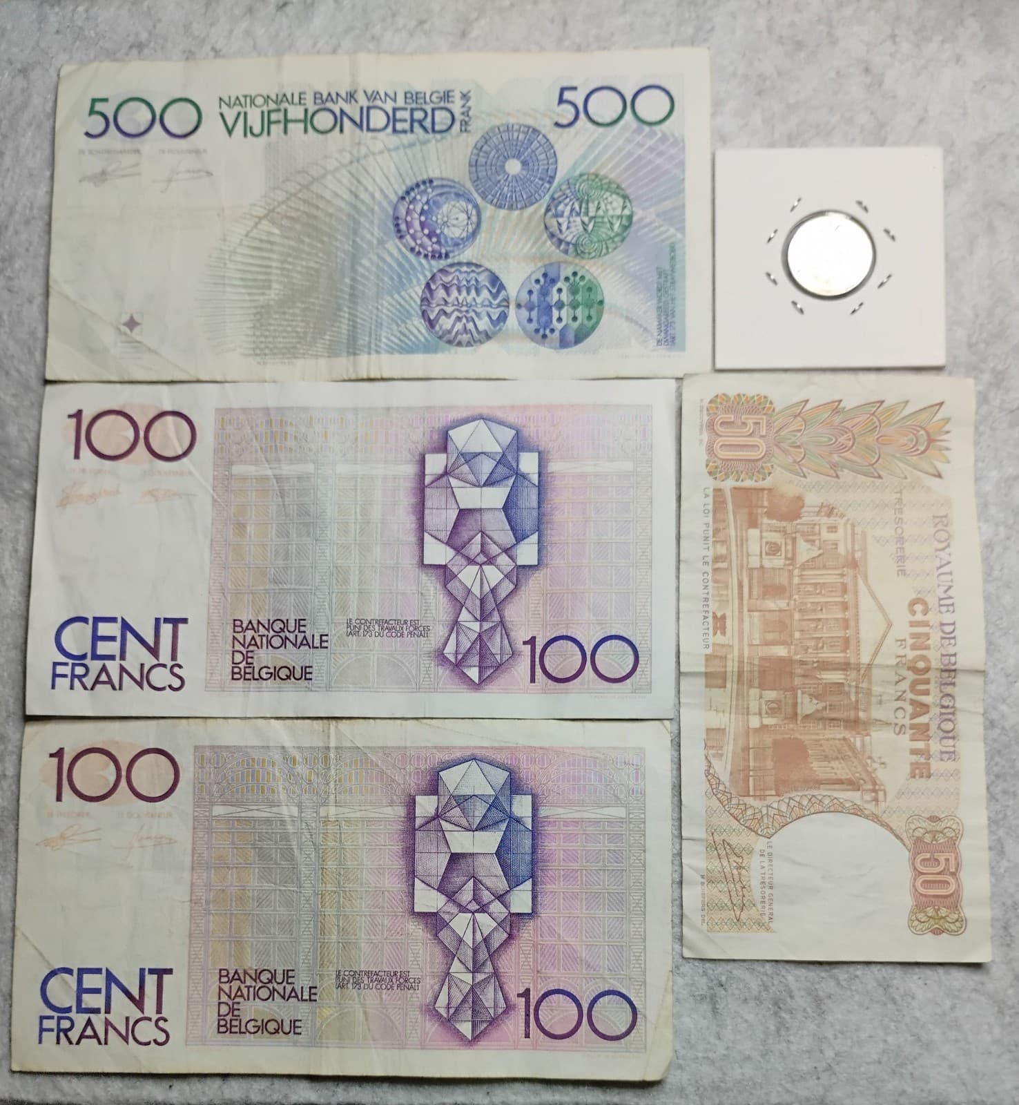  Belgium Franc Assorted Currency Notes  Coin Lot  World Money 1966 1989  2