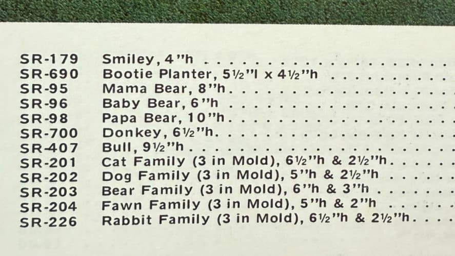 VINTAGE SUNRISE CERAMIC MOLD #SR-201 CAT FAMILY 3 IN MOLD 3