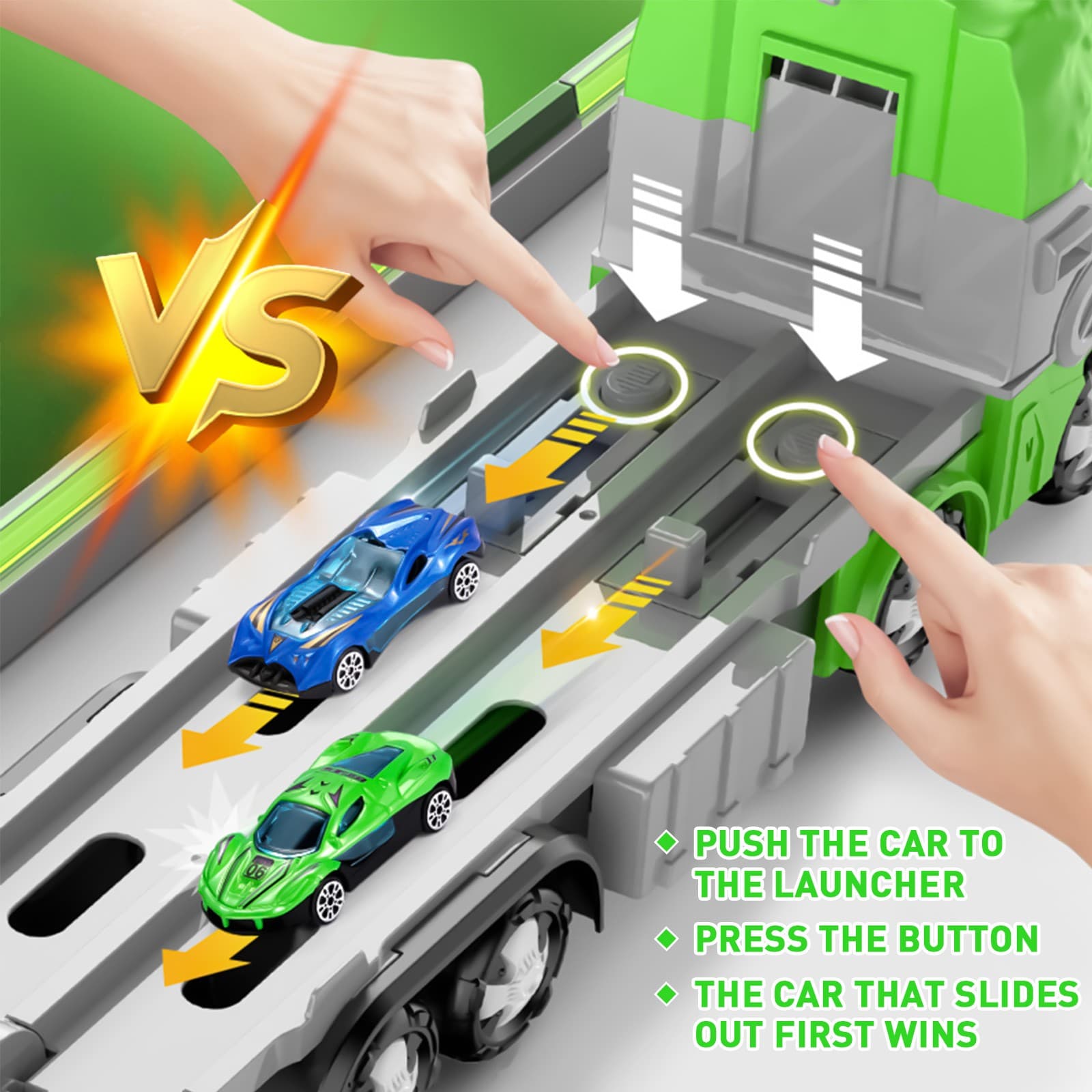 Foldable Alloy Vehicles 8 Cars and a Dinosaur Truck 5 Tier Transport Carrier 5