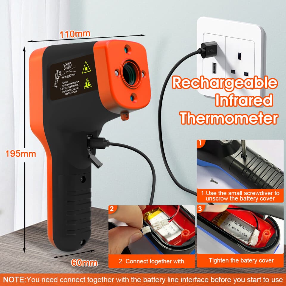 Infrared Laser Thermometer Gun Digital High Temperature Measurement Tester Meter 5