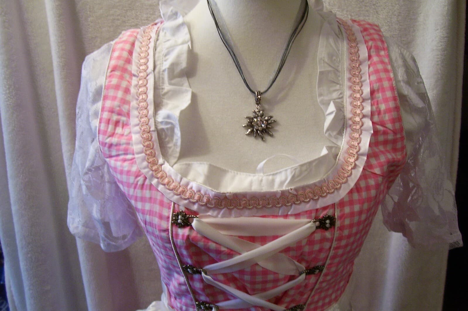 NEW! Sz 6.NEW!Germany,Waitress,Trachten,Oktoberfest,Dirndl Dress 3-pc,PINK,White 2