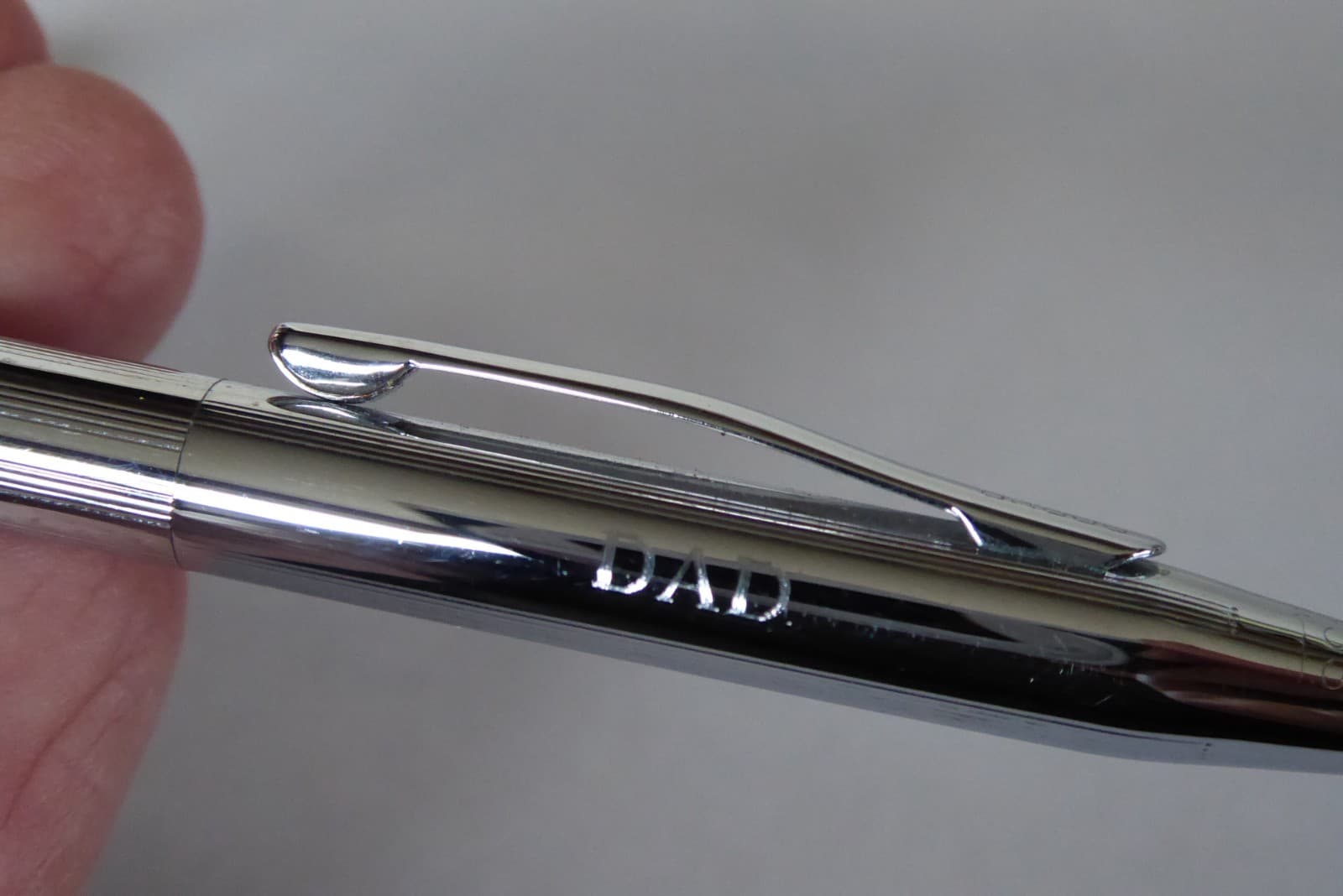 Vintage Cross Classic Rollerball Chrome Pen 5.25" Long Black Ink Engraved DAD 5