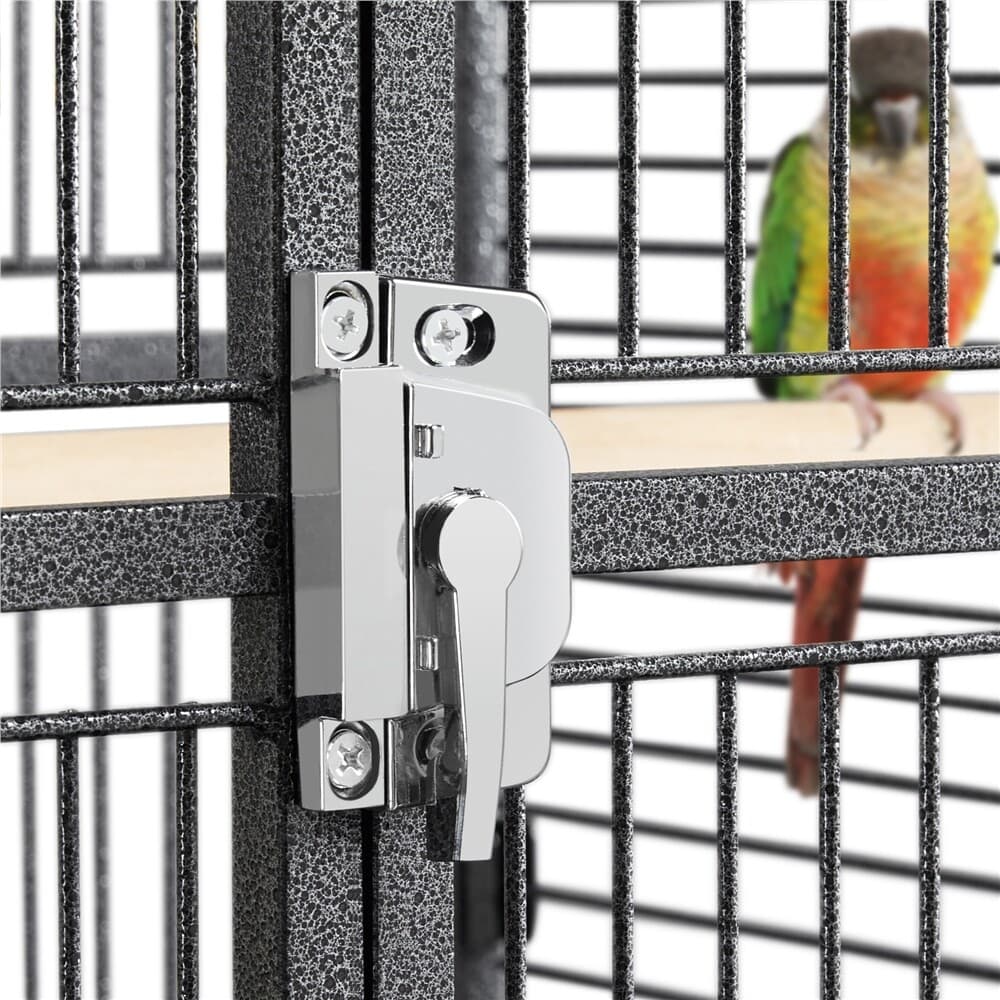 68/61-Inch Large Parrot Bird Cage With Playtop/Rolling Stand/Bungee Rope, Black 5