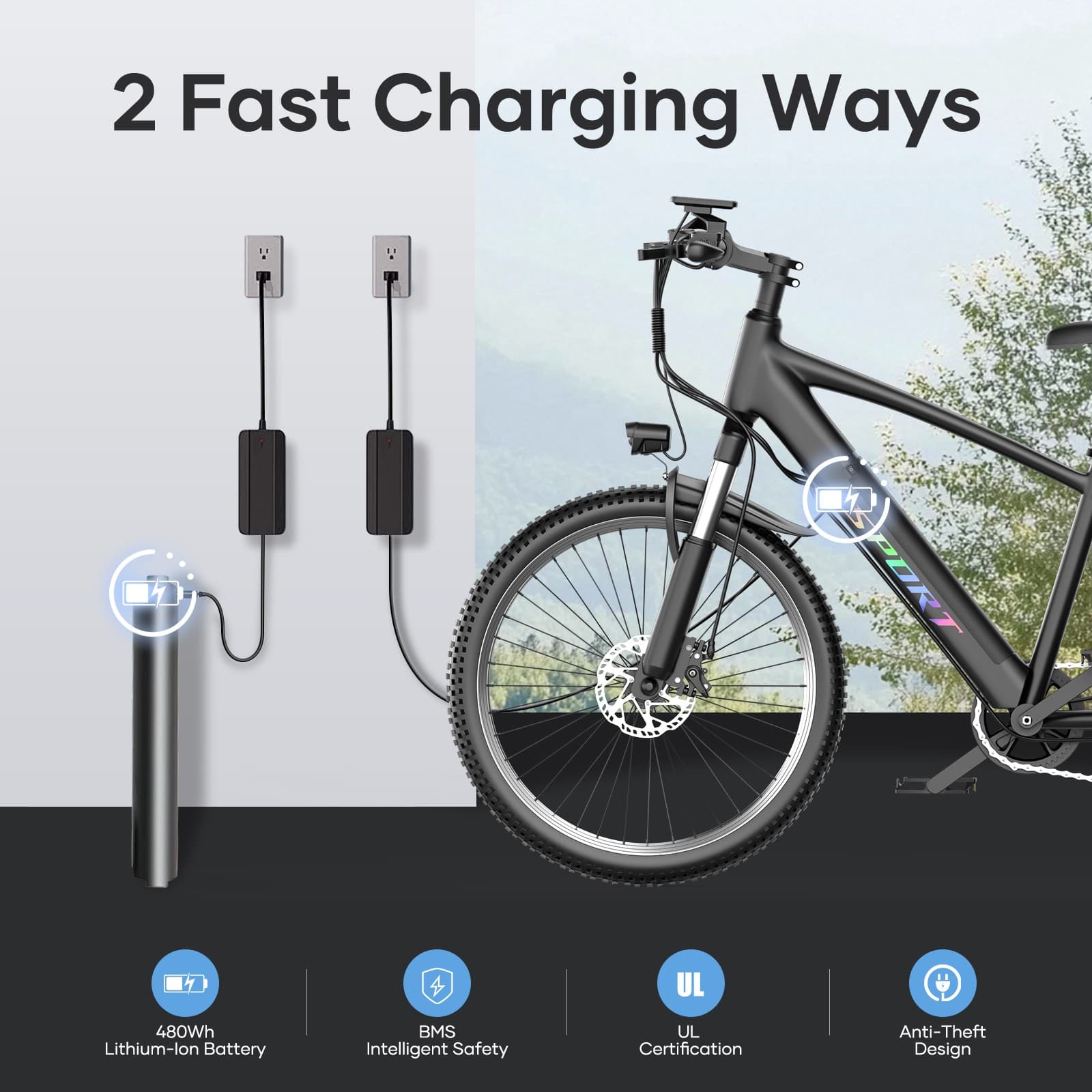 Electric Mountain Bike Peak 1500W 48V 26" City Bike 65 Miles EBikes Adults Teens 6