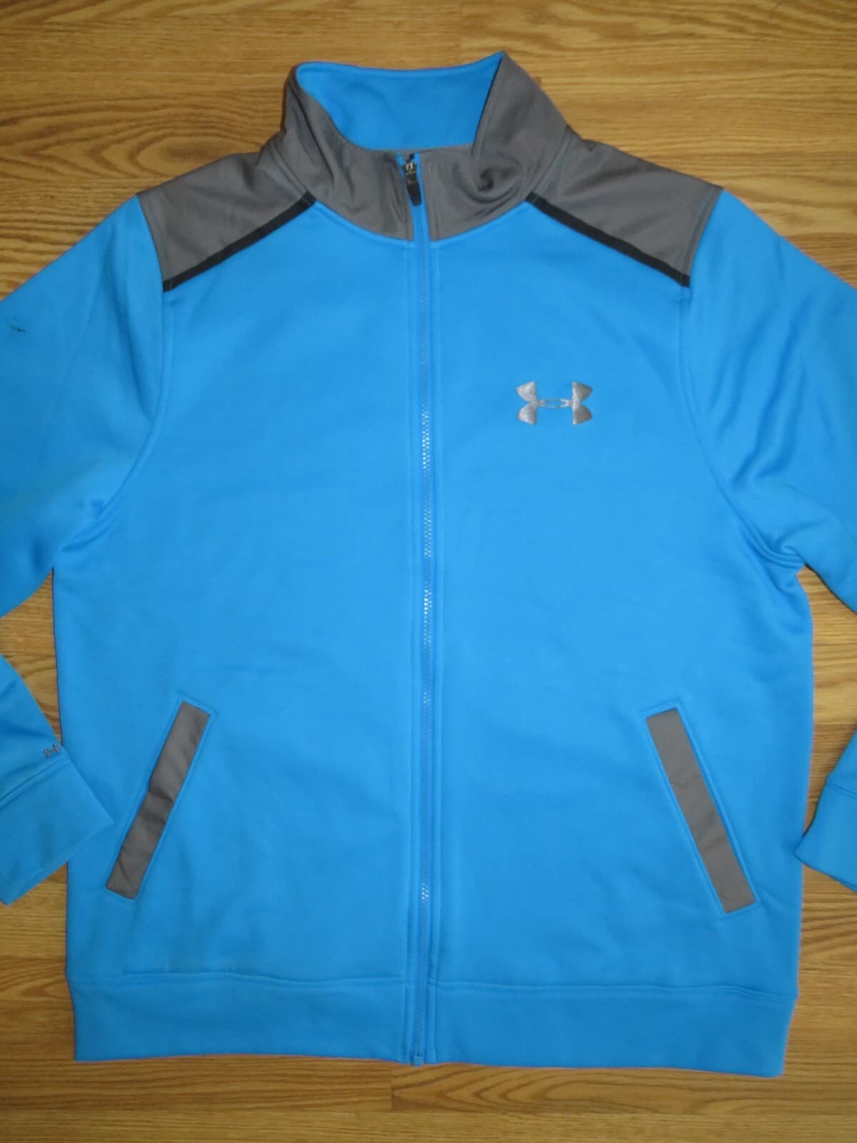 UNDER ARMOUR 'STORM' men's LARGE Fleece Jacket  THICK ~ turquoise blue 3