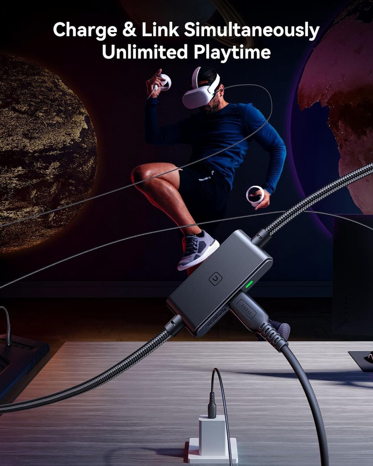 INIU Oculus Link Cable with Charging [16ft] for Meta Quest 3 Quest 2/Pro, Pico 4 2