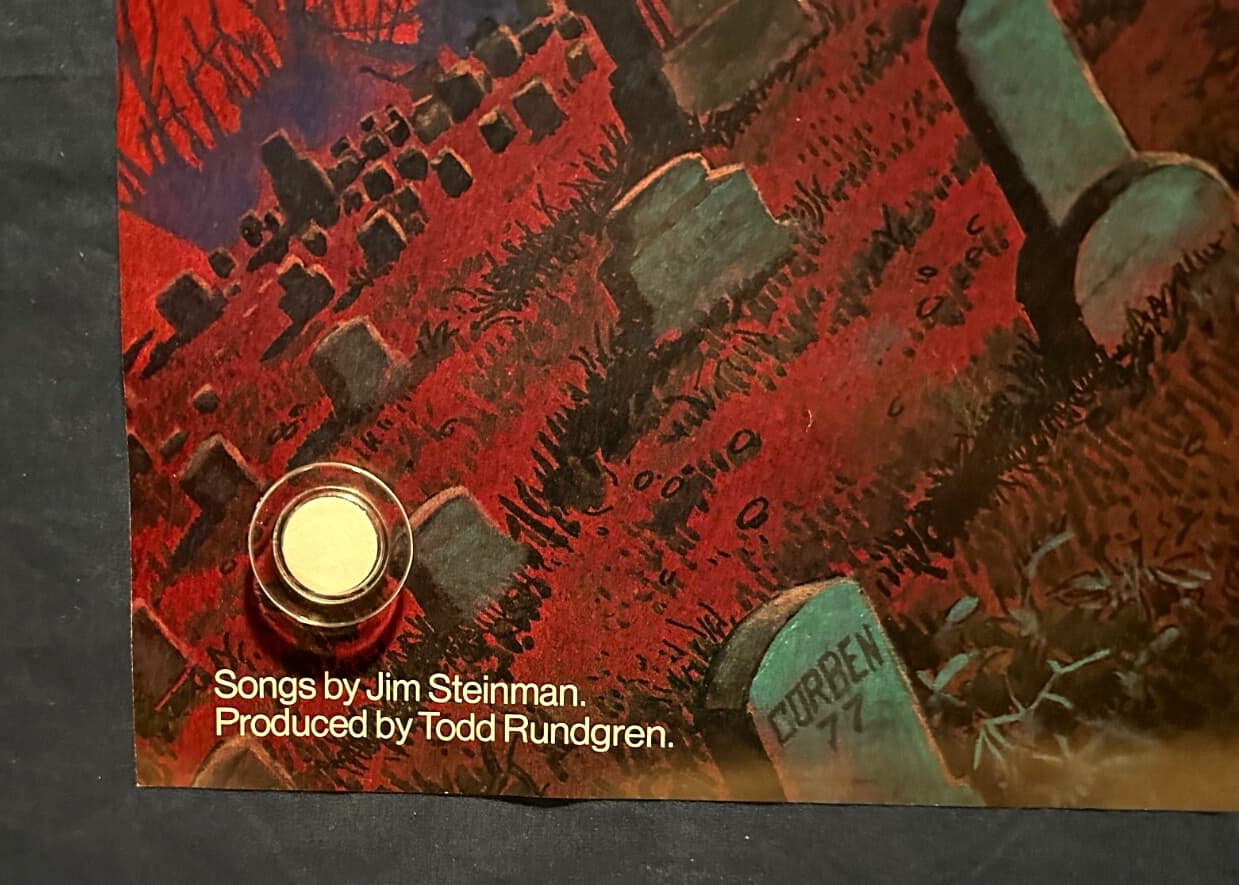 🔥 super rare MEAT LOAF "Bat Out Of Hell" Record Store PROMO POSTER 28x28 VG+/EX 6