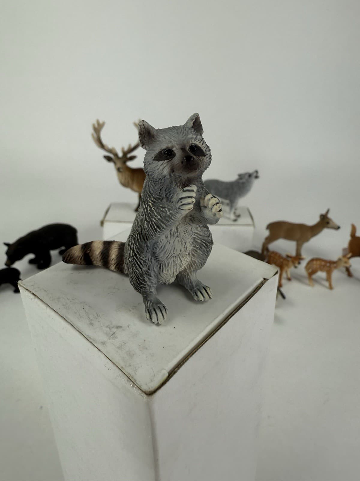 Schleich North American Forest Figurine Lot Wolf Deer Bear Raccoon Badger Hawk 6