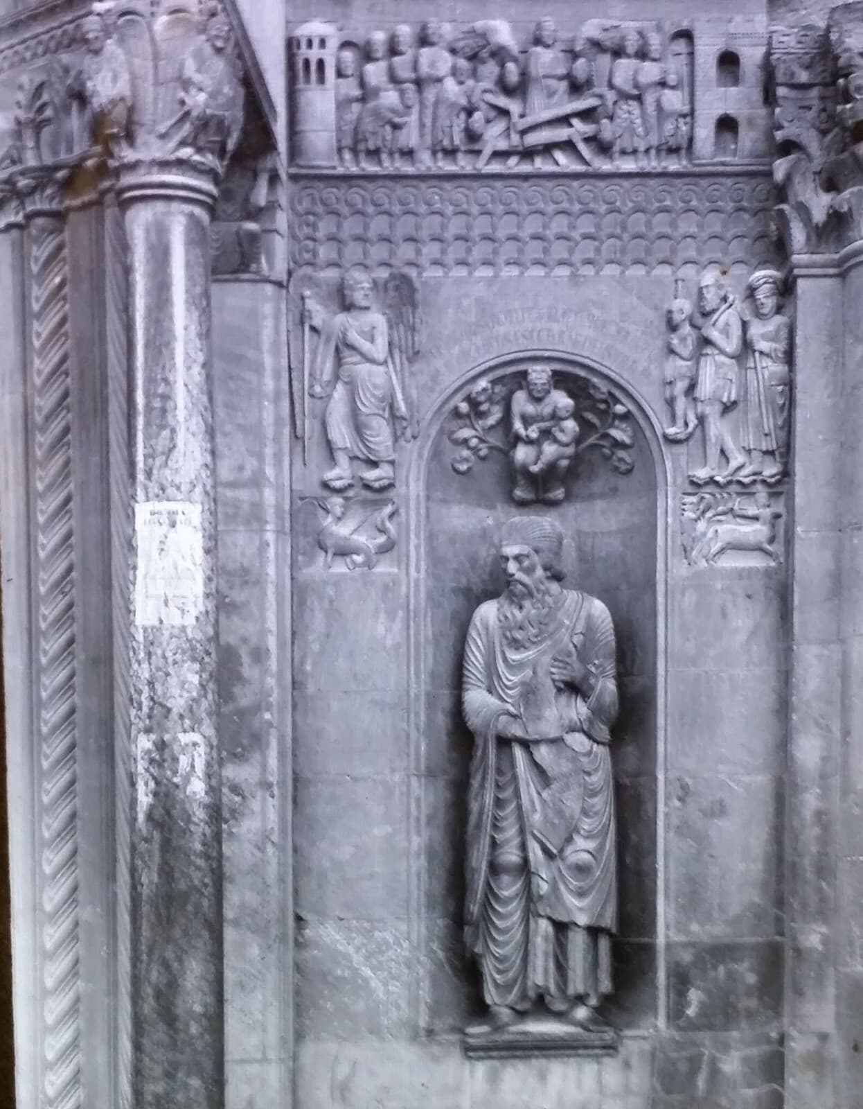 Ezekiel Sculpture, Cathedral of Fidenza, Italy, Magic Lantern Glass Slide