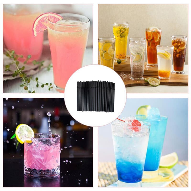 100-1000X Plastic Flexible Coffee Cocktail Stir Stick Straws Black Drink Stirrer 6