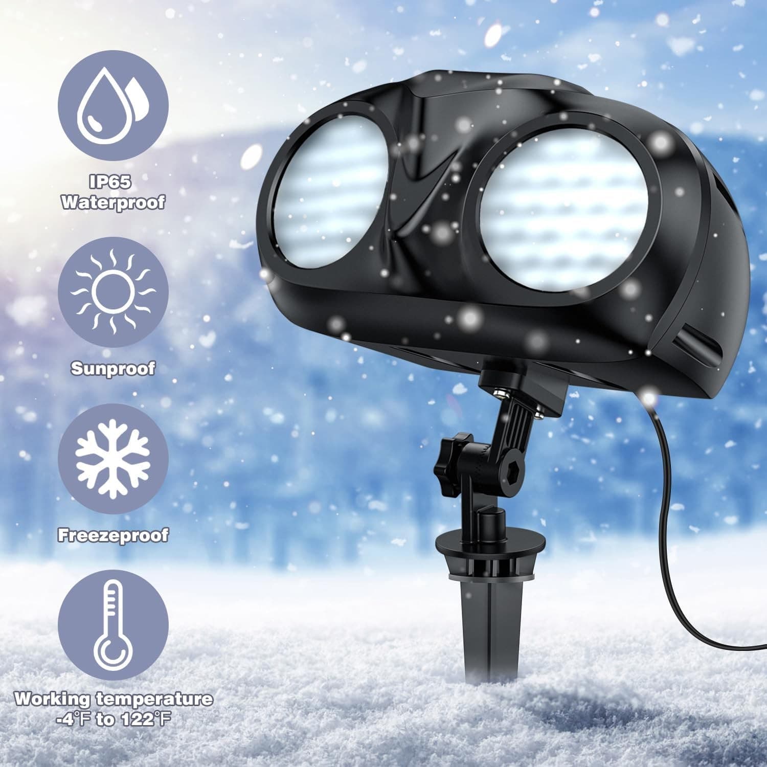 Christmas Projector Snowflake LED Moving Snowfall Laser Light Outdoor Landscape 4