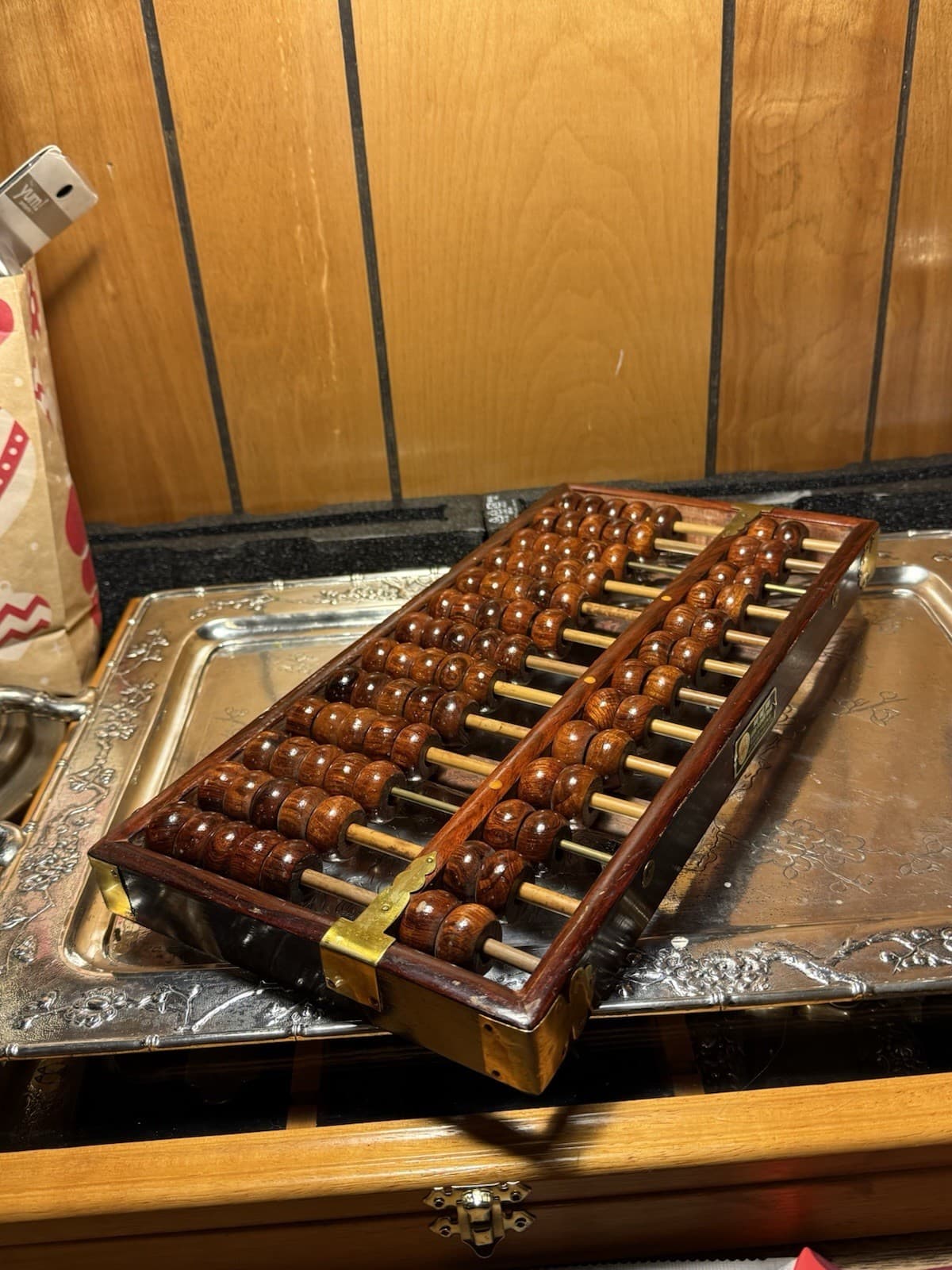 Vintage Chinese Lotus Flower Brand Abacus 91 Beads 3