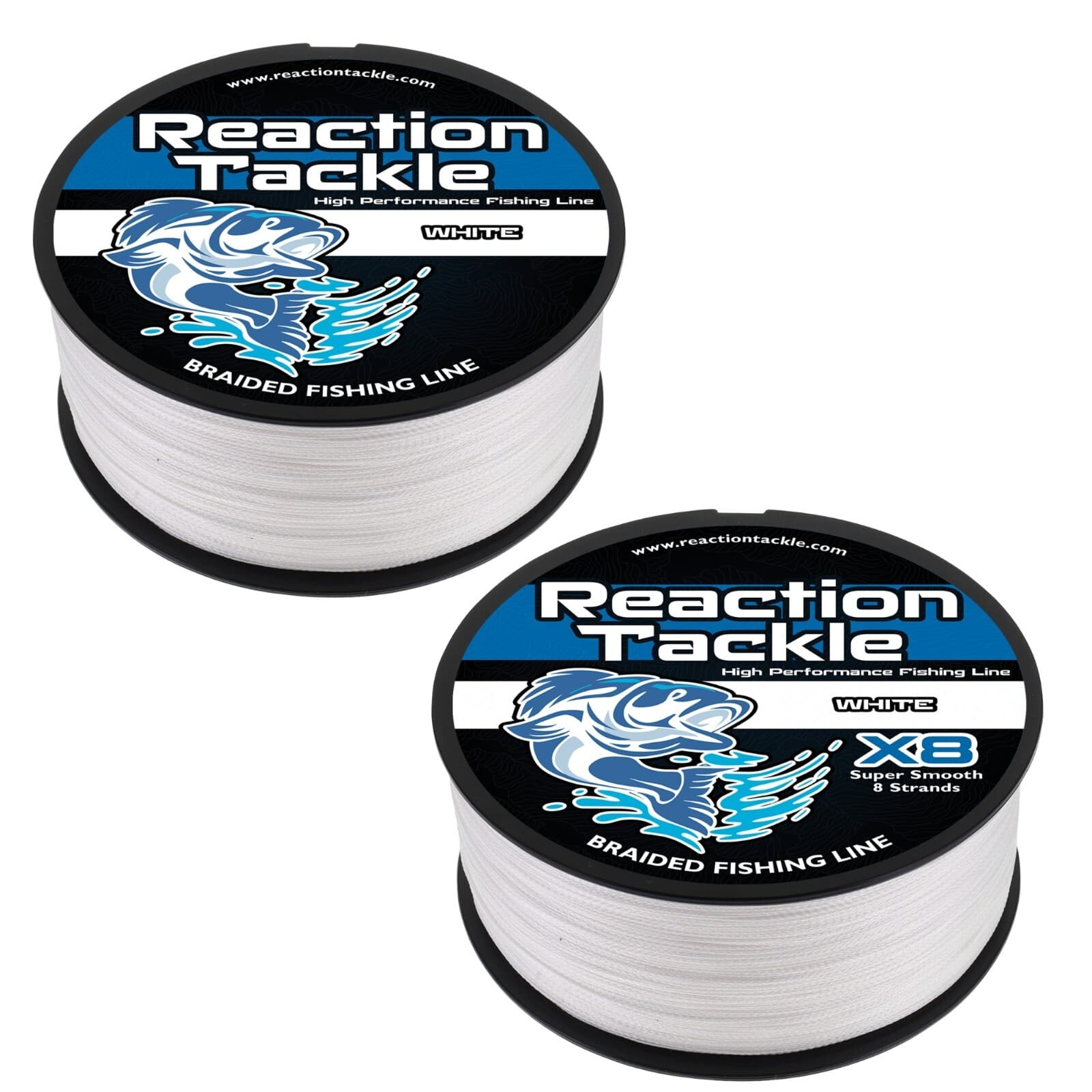 Reaction Tackle Braided Fishing Line / Braid - White- 4 or 8 Strands