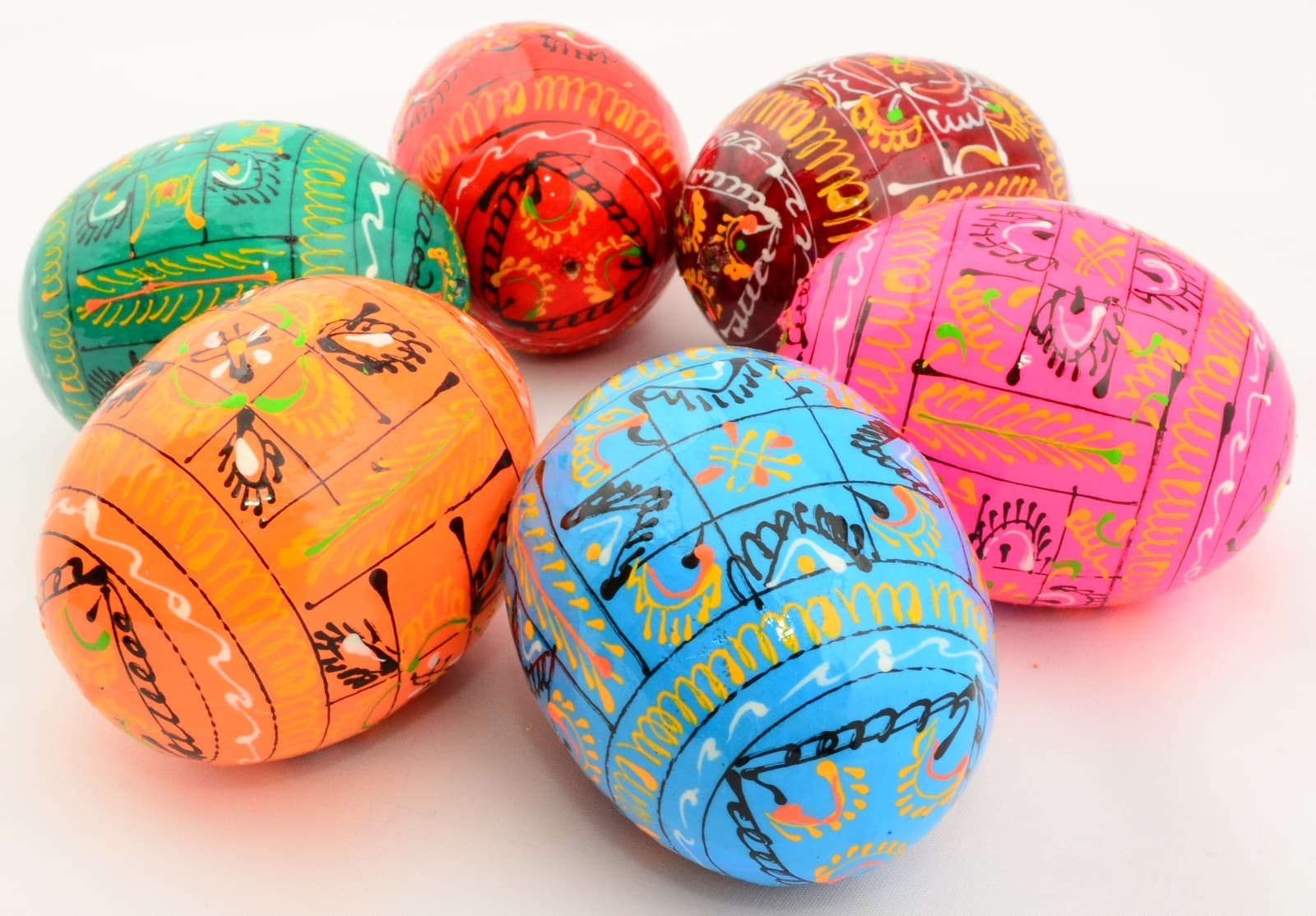 6 Wooden Ukrainian Pysanky Pysanka Easter Painted Eggs 3