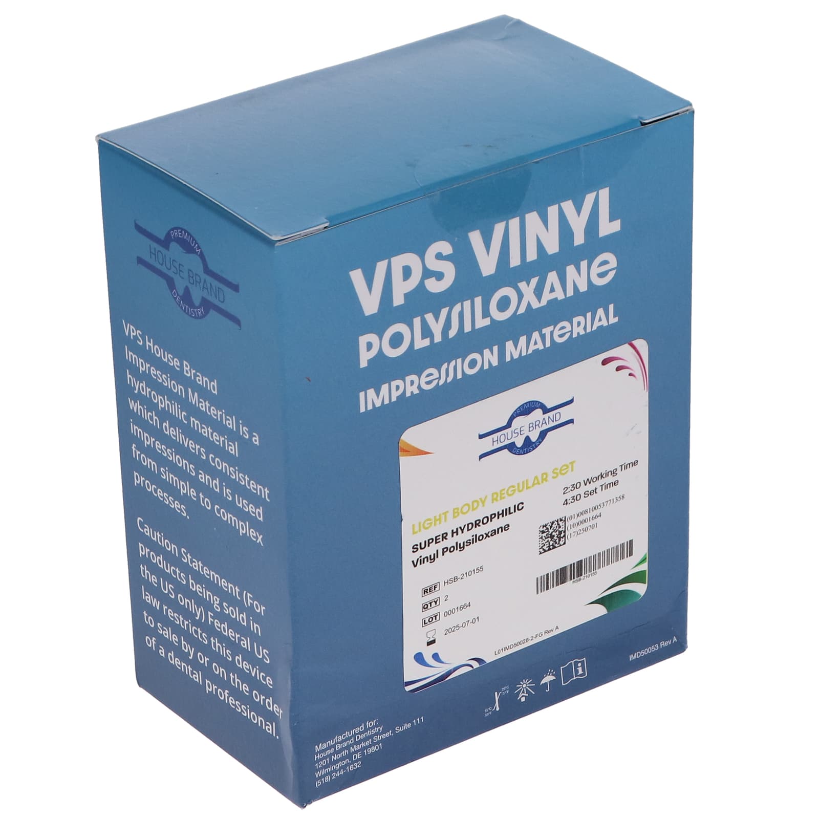 House Brand Dentistry 210155 VPS Impression Material Light Body Regular Set 2/Pk 3