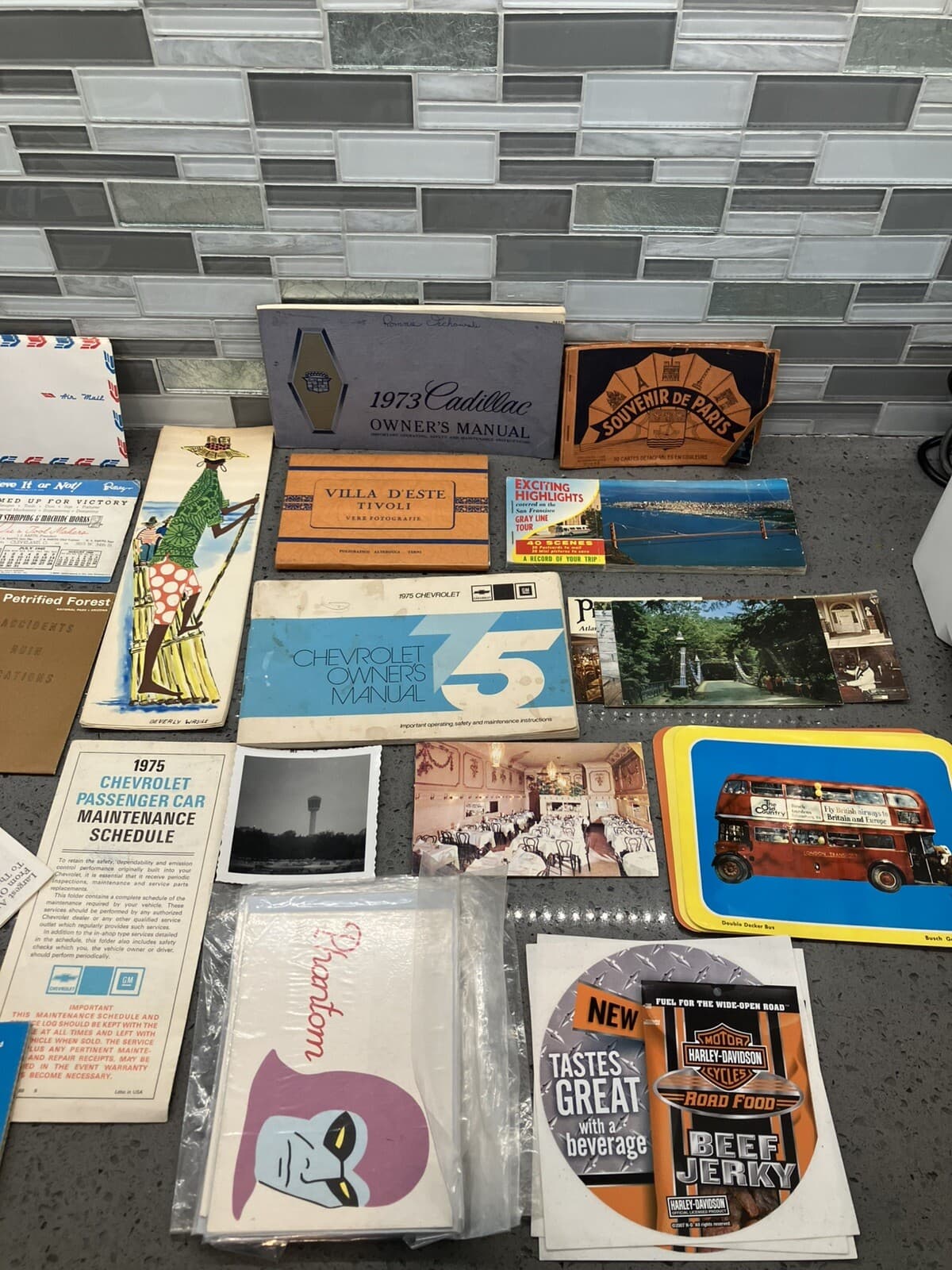 Lot Of Vintage Travel Brochures, Postcards, Maps, Books, Stickers Air Mail Misc 4