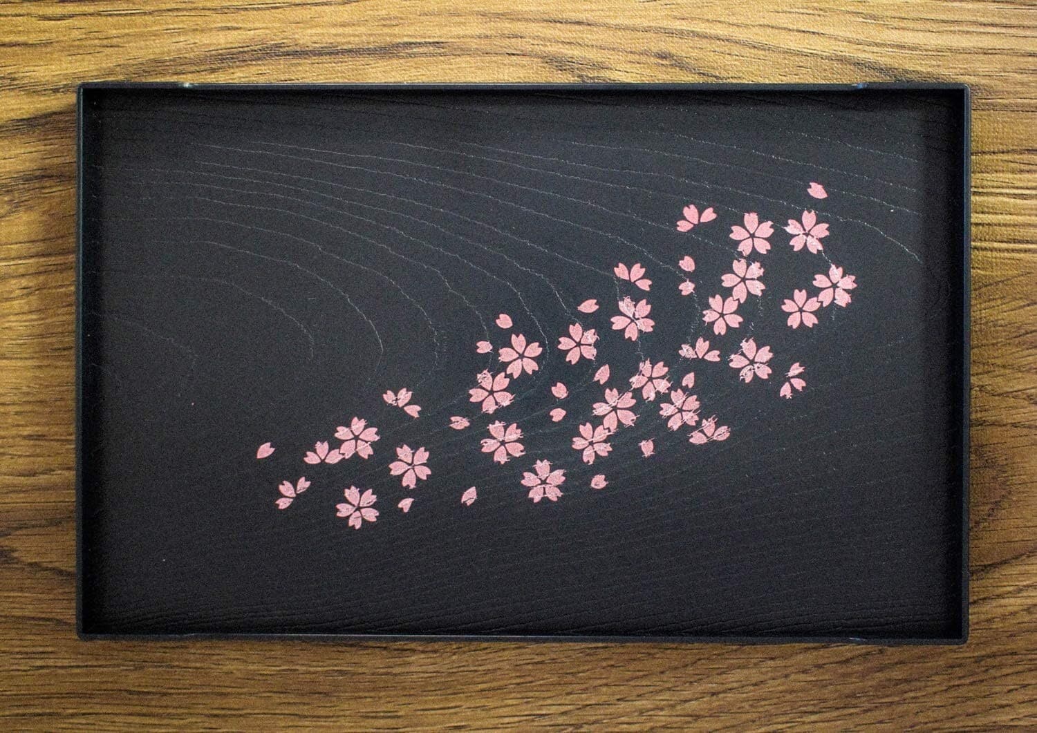 Set of 2 Cherry Blossom Plastic Lacqured Tea Sake Sushi Serving Trays 4826x2 4
