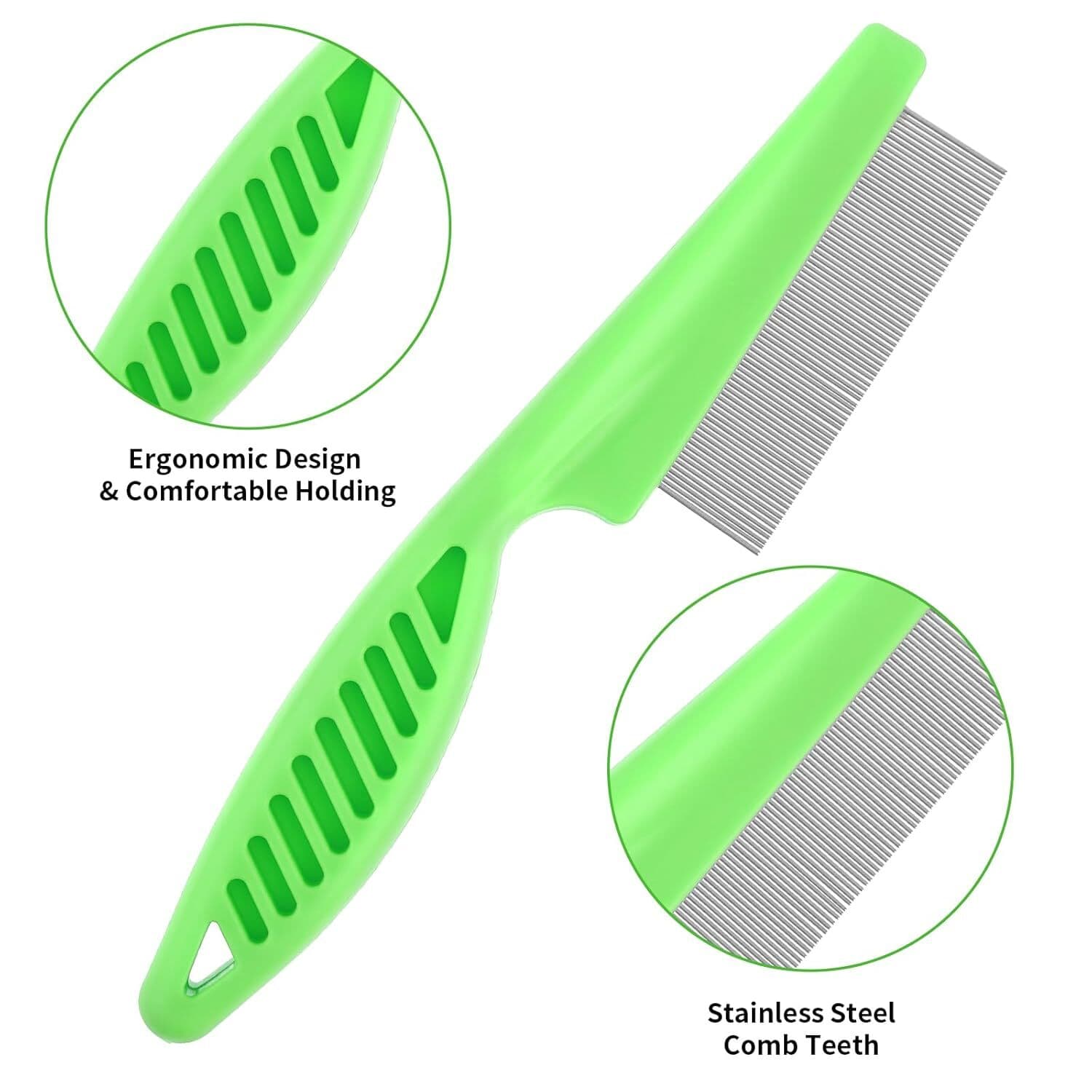 Flea Comb with Rubber Handle, Flea and Tick Comb for Dogs & Cats, Fine Tooth Dog 4