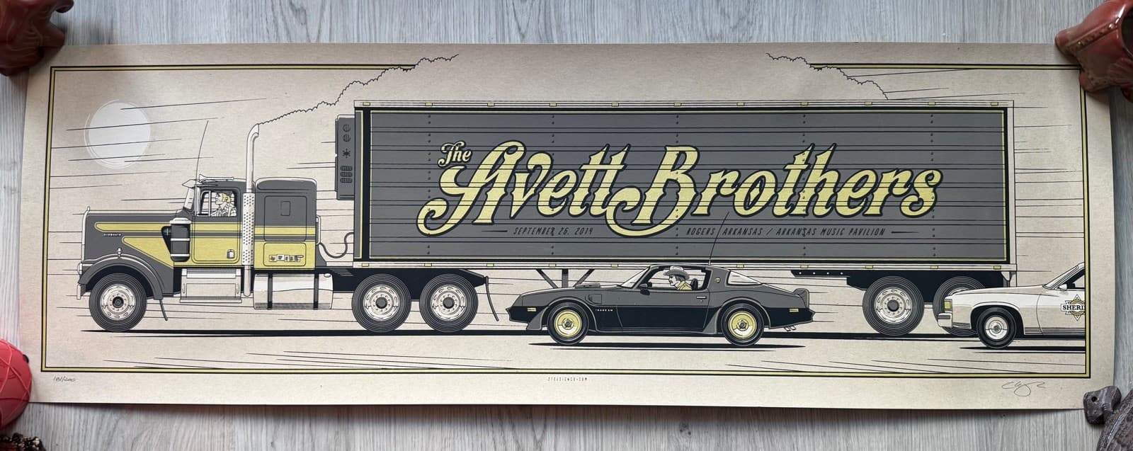 The Avett Brothers Poster 9/26/2014 Rogers Arkansas (Smokey & the Bandit) Minty