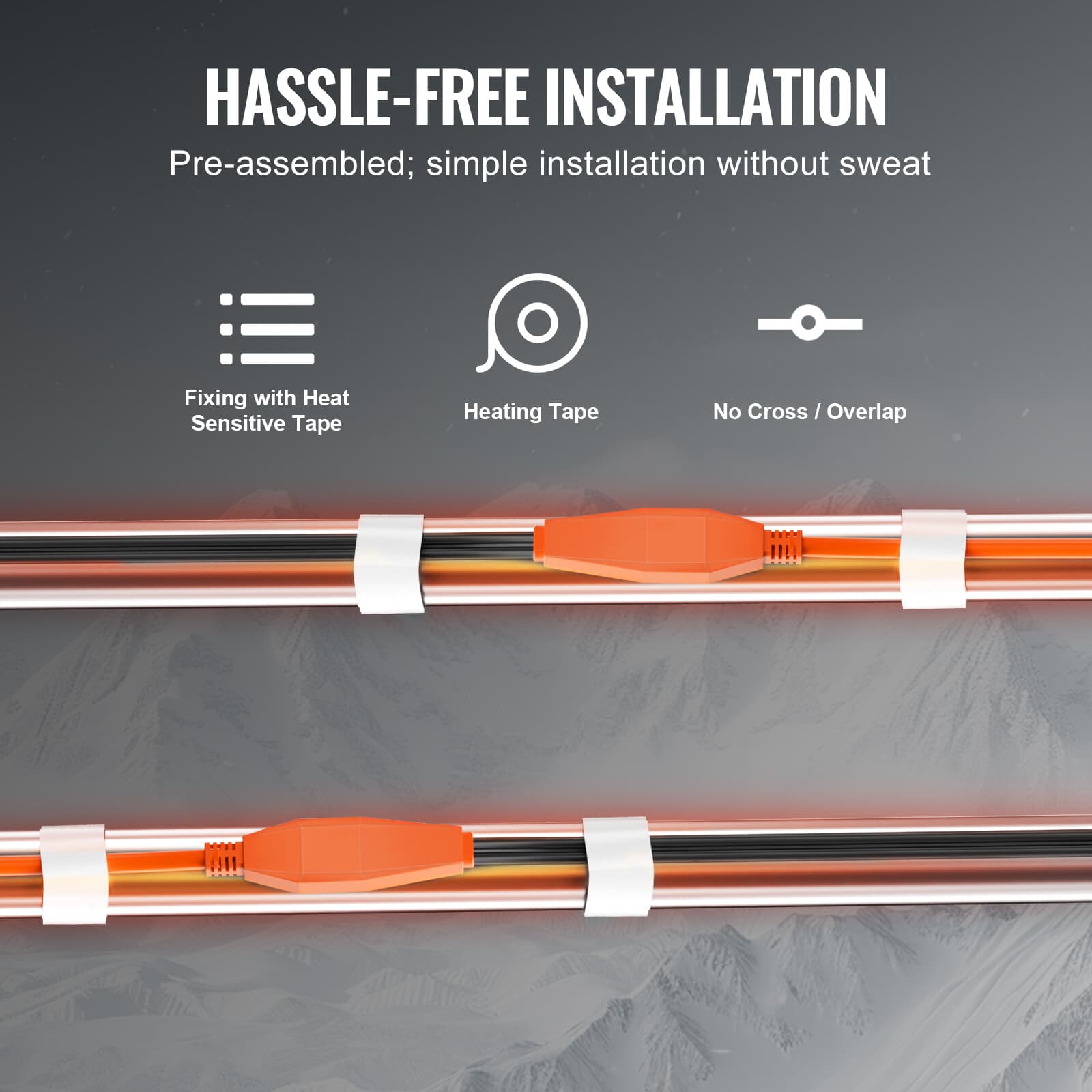 Uimoso Pipe Heating Cable 18FT 7W/FT Heat Tape for Pipes Built-in Thermostat 6