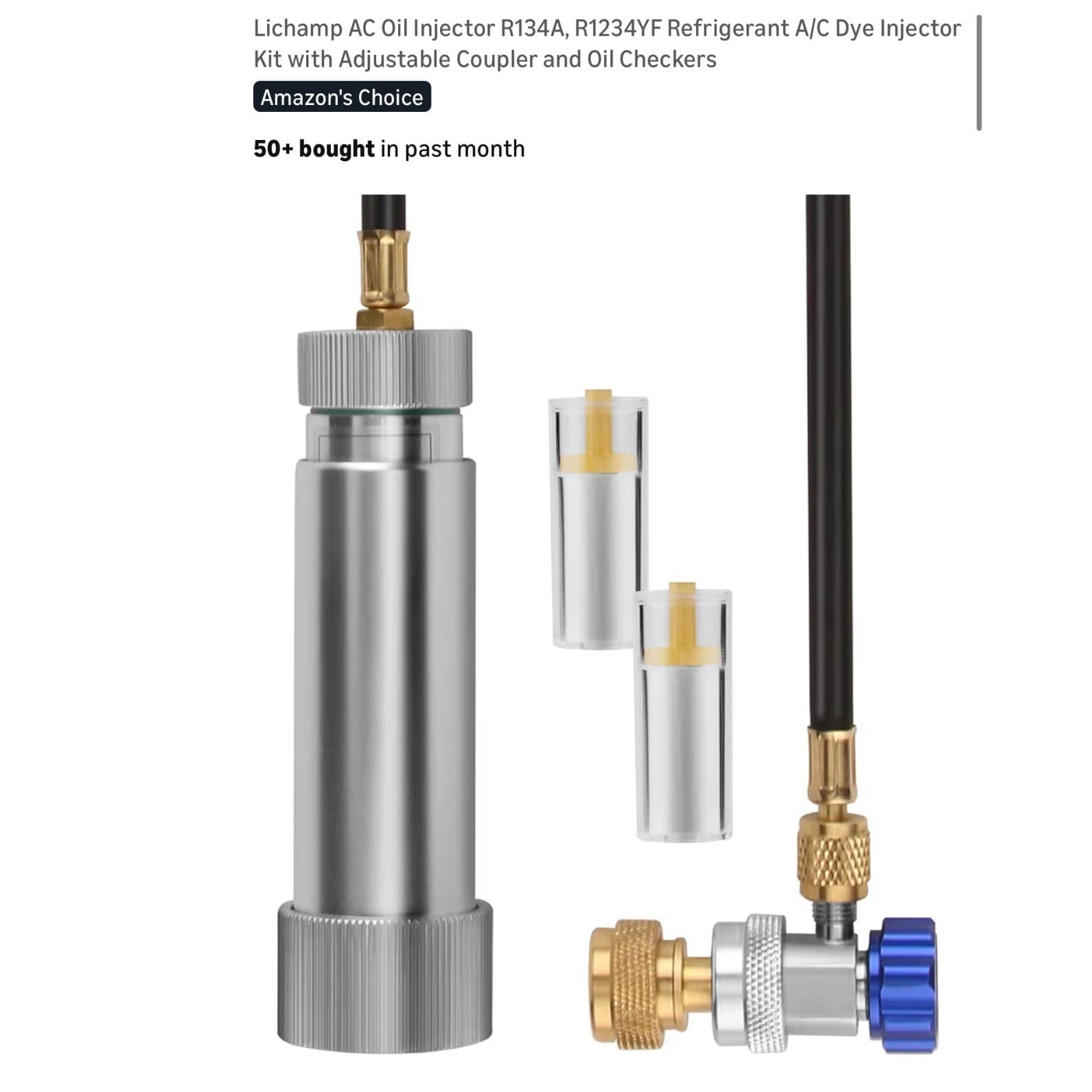 AC Oil Injector R134A R1234YF Refrigerant A/C Dye Injector Kit with Couplers