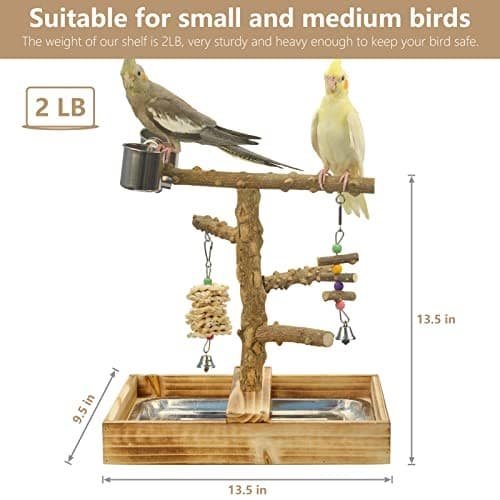 Natural Wood Bird Toys Playground, Bird Cage Accessories, Bird Perches, with  4