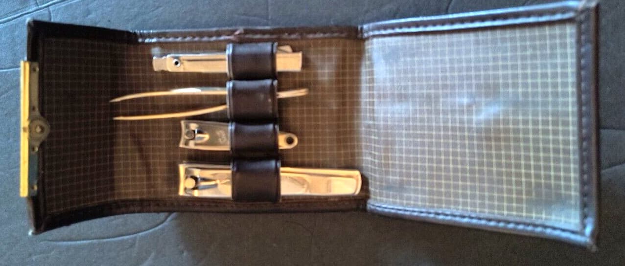 Vintage Mens Grooming Set In Brown Leather Case Mid Century Bates