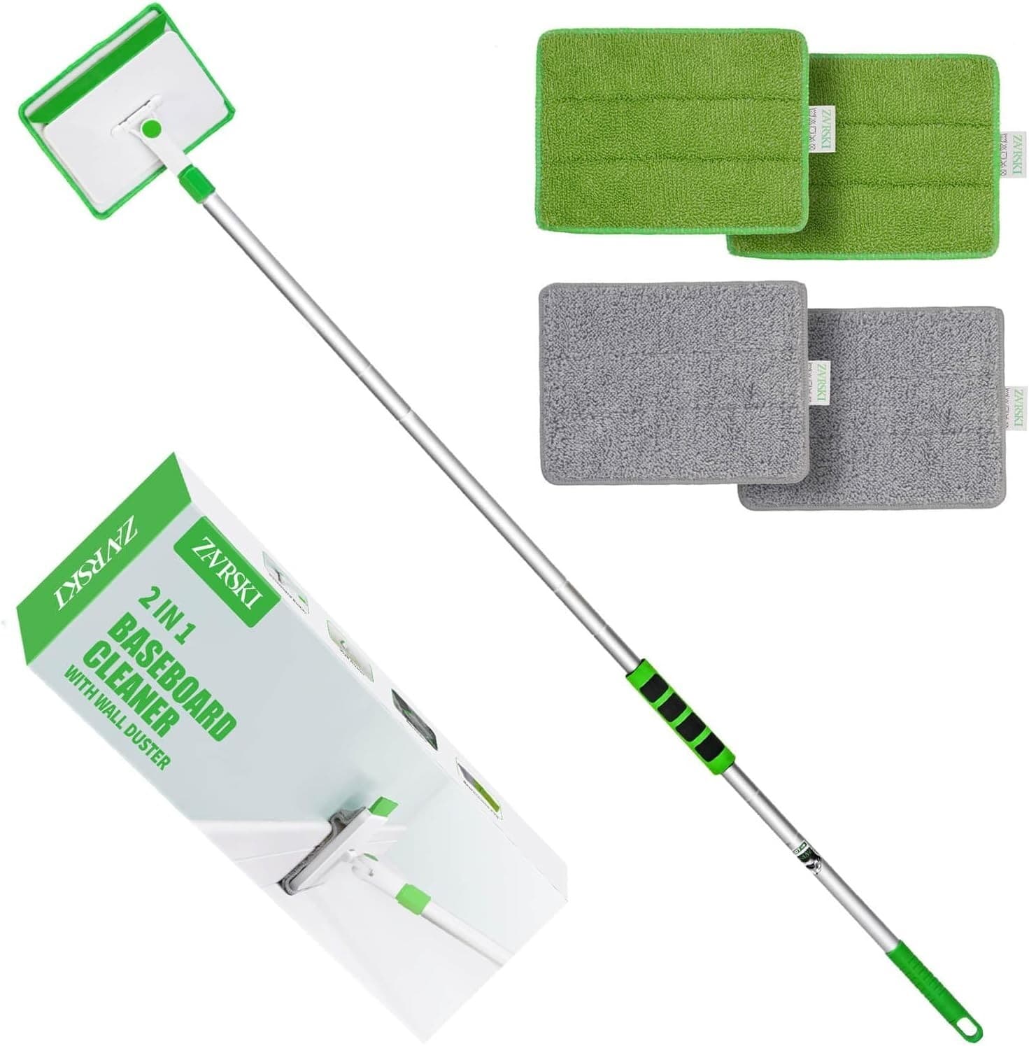Baseboard Cleaner Tool with 4 Cleaning Pads for Walls ,Ceiling , Floor, Window