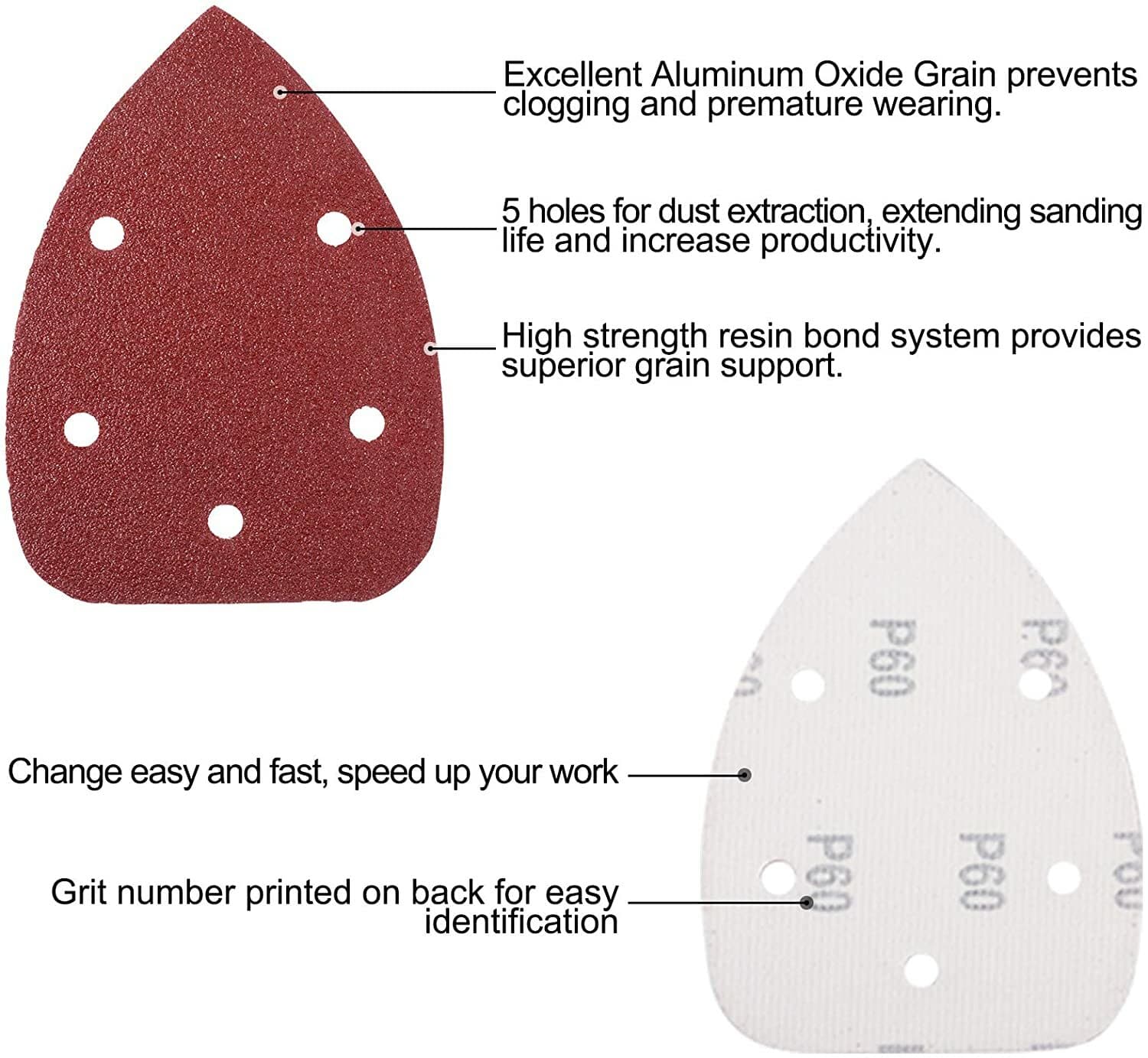 50PCS Mouse Detail Sander Sandpaper 120 240 Grit Hook Loop Sanding Pads Sheets 4