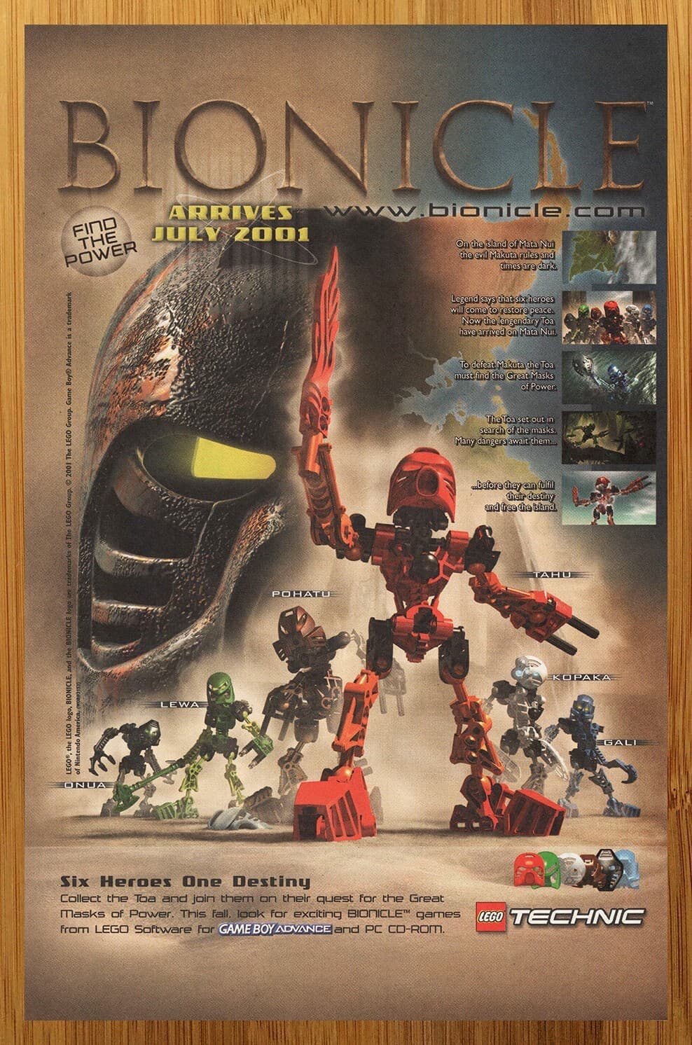 2001 LEGO Bionicle GBA Print Ad/Poster Original Authentic Video Game Promo Art