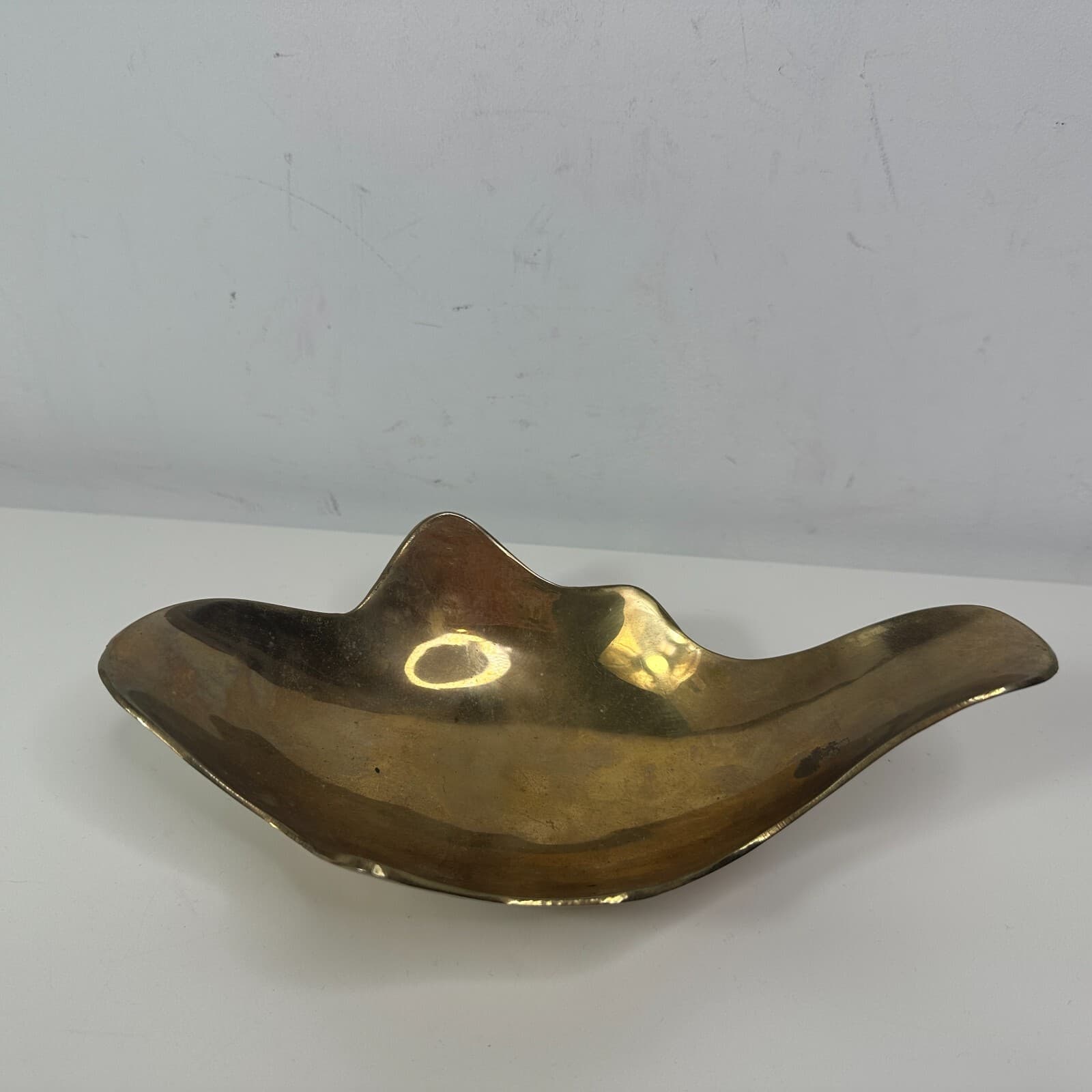 Vintage Mid Century Modern Brutalist Brass Bowl  - Centerpiece 9" x 5.5" India 3