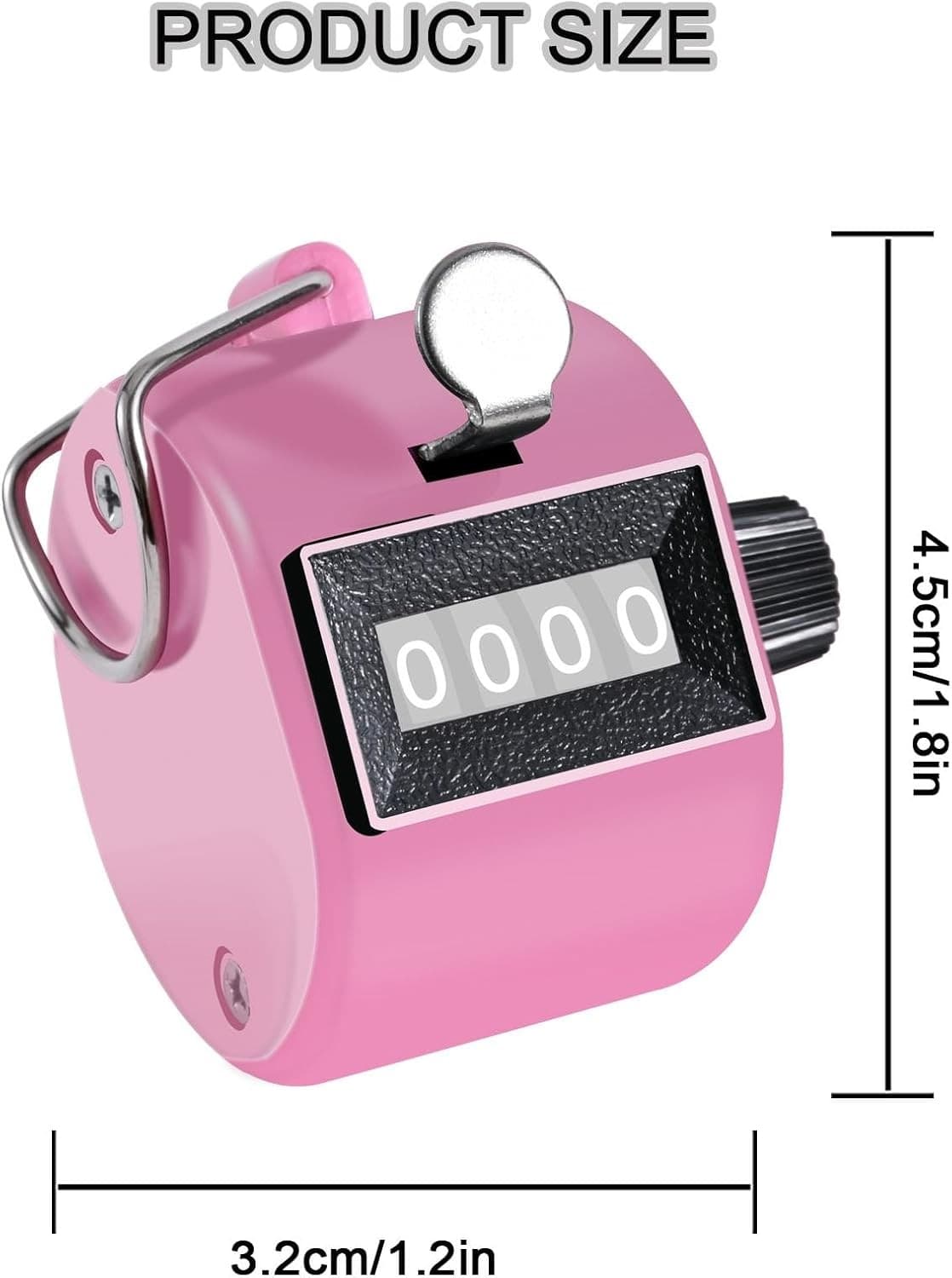 Clicker Counter Handheld Tally 4-Digit Number Counter, 2 Pink White  6