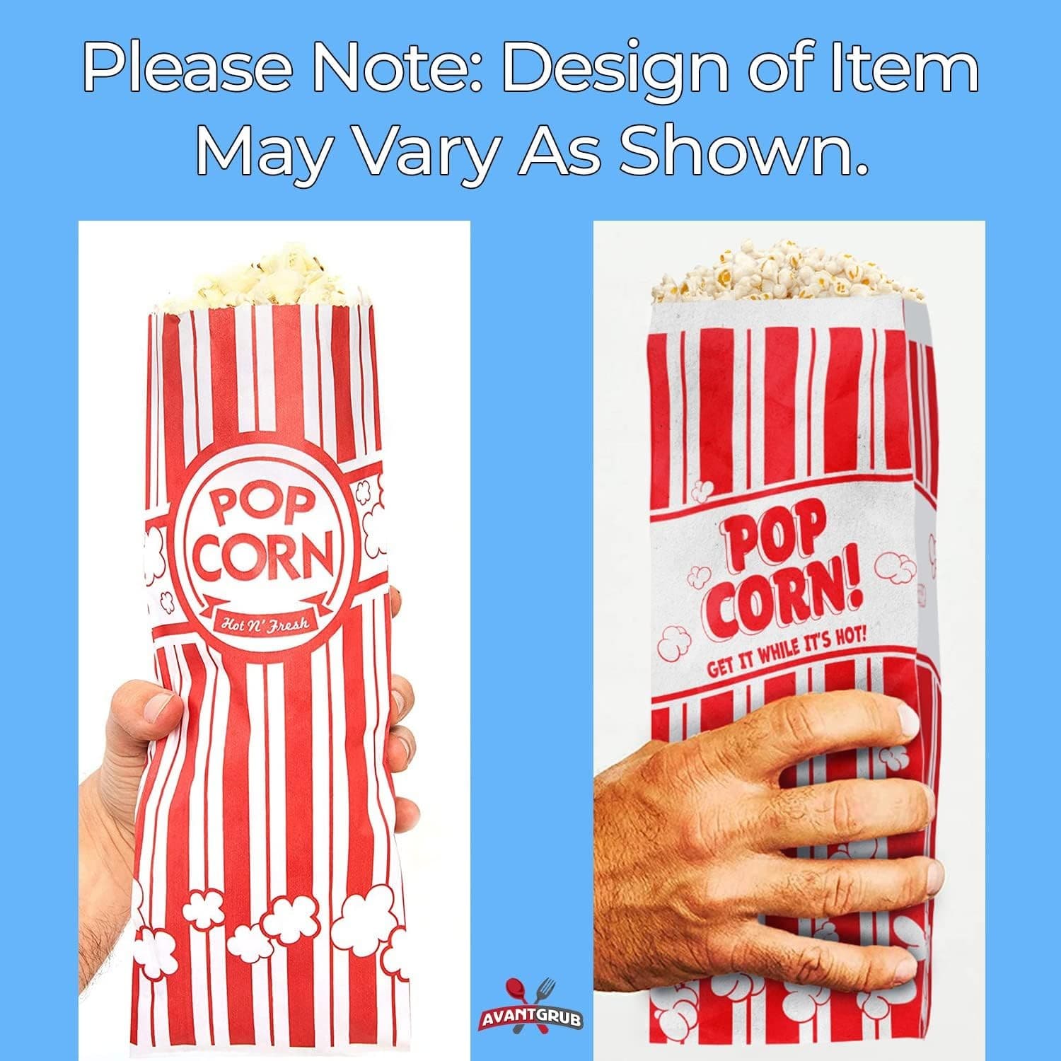 Leak-proof, 2oz Grease Resistant Popcorn Bags 100 Pack, Retro Red and White  2