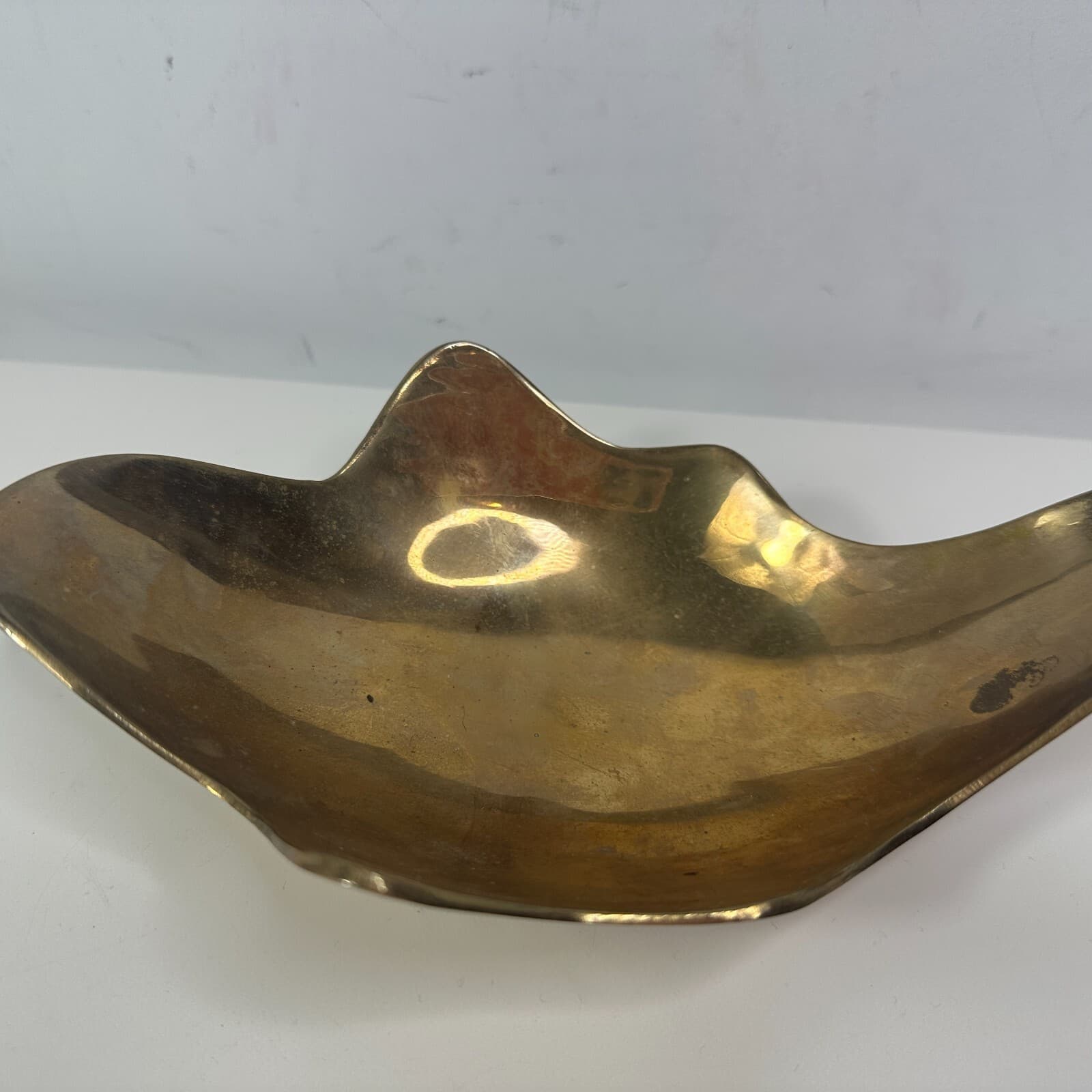 Vintage Mid Century Modern Brutalist Brass Bowl  - Centerpiece 9" x 5.5" India 4