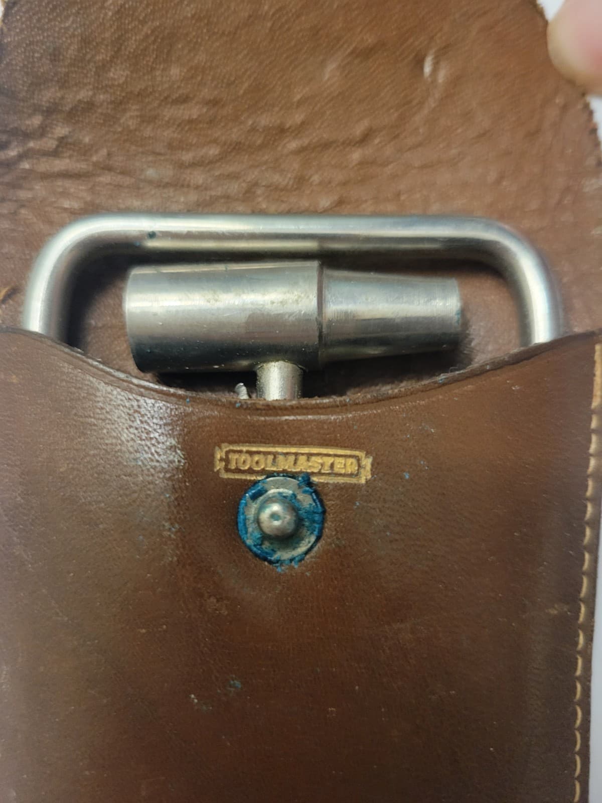 Toolmaster Antique Vintage Swiss Multi Tool Bow Folding Pocket USA Leather Case 3