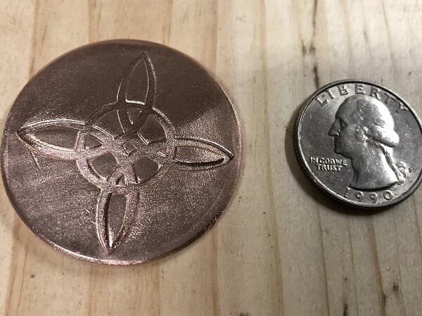 1oz EDC Hand Made Copper Witch's Knot Coin - .999 Copper Bullion 