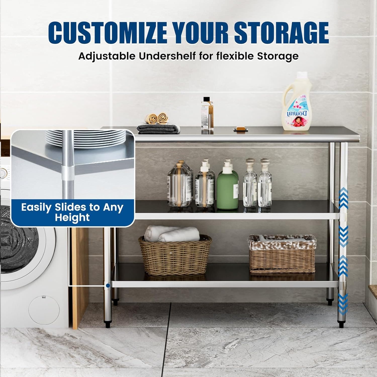 Stainless Steel Table w/ 2 shelf 24''x60'' Metal Work Table Commercial Kitchen 5