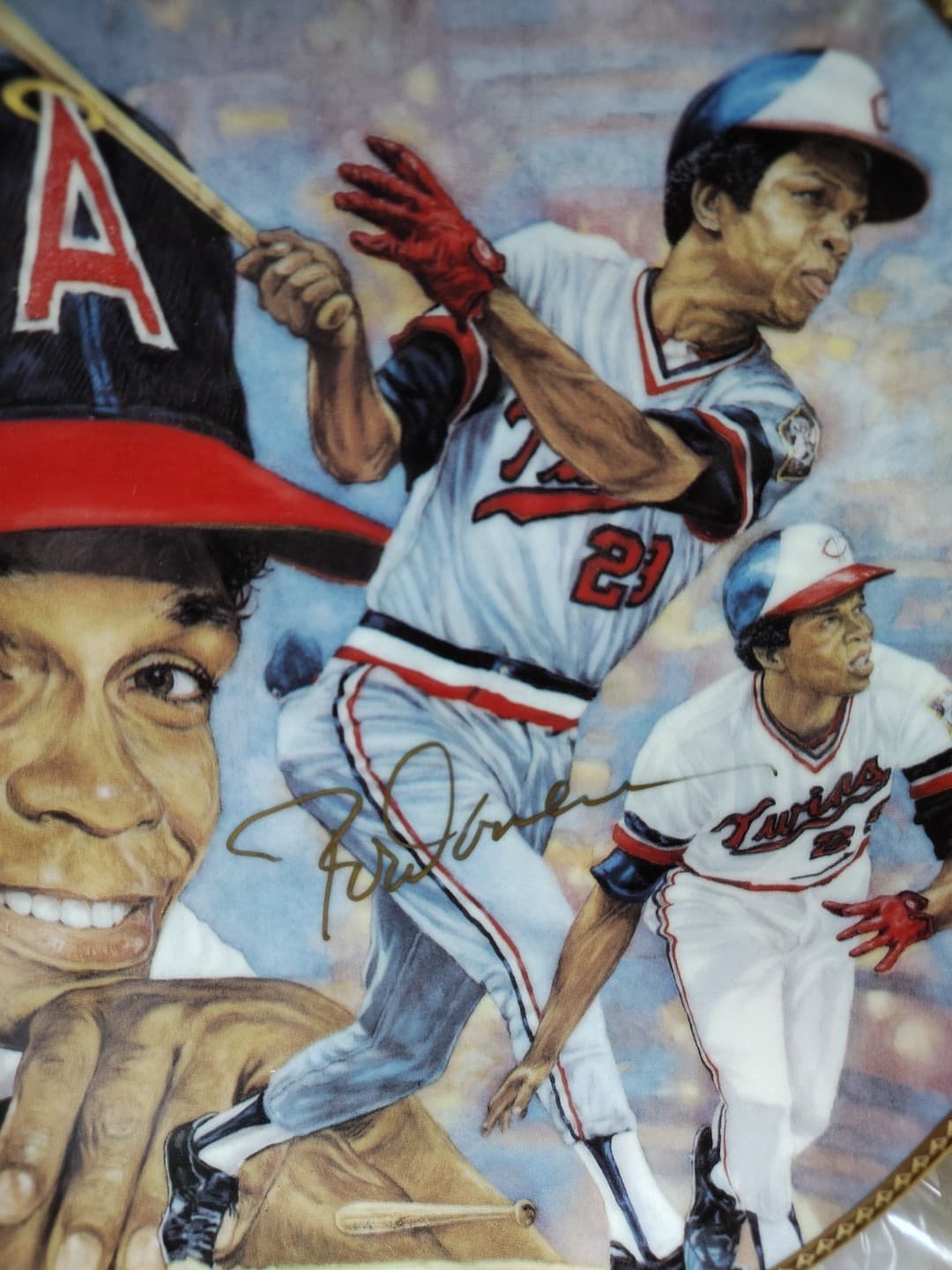 Rod Carew Signed Plate Gartlan USA  Los Angeles Angels Hitting For The Hall 3