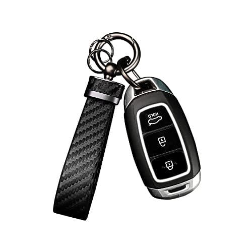 Turcee Leather Car Keychain - Carbon Fiber Interior Key Fob with Anti Black 2