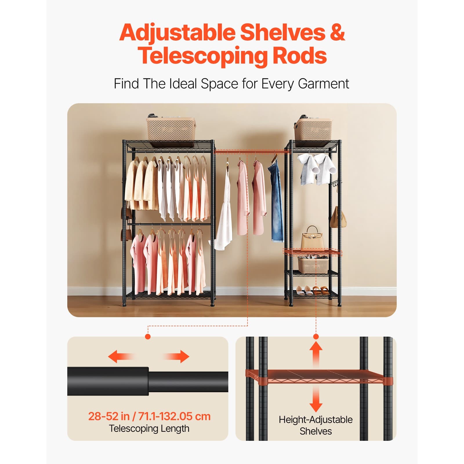 Uimoso Freestanding Closet Organizer with Durable Carbon Steel Frame 5