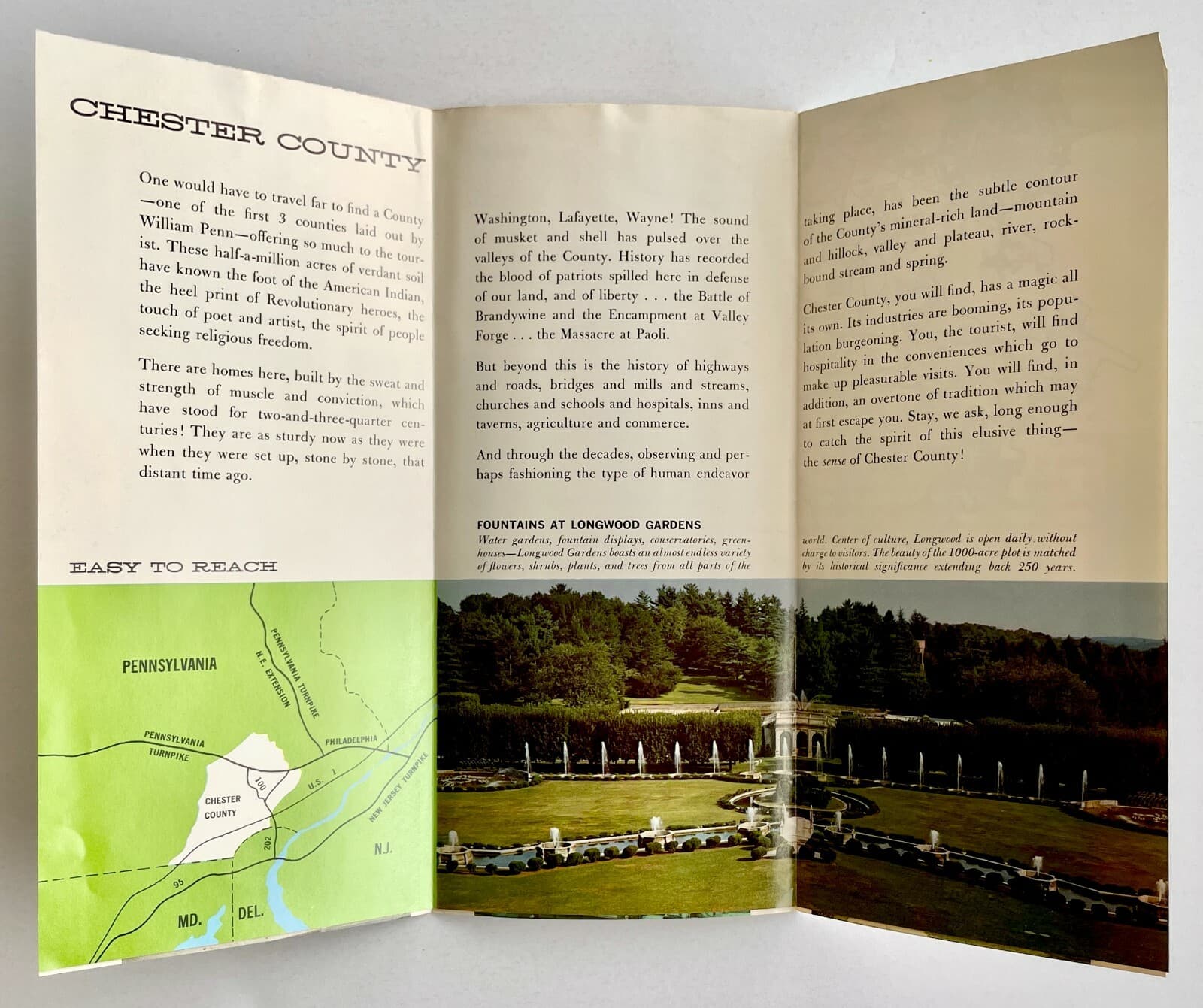 1964 Chester County Pennsylvania Vintage Travel Brochure Farming Colonial Map PA 2