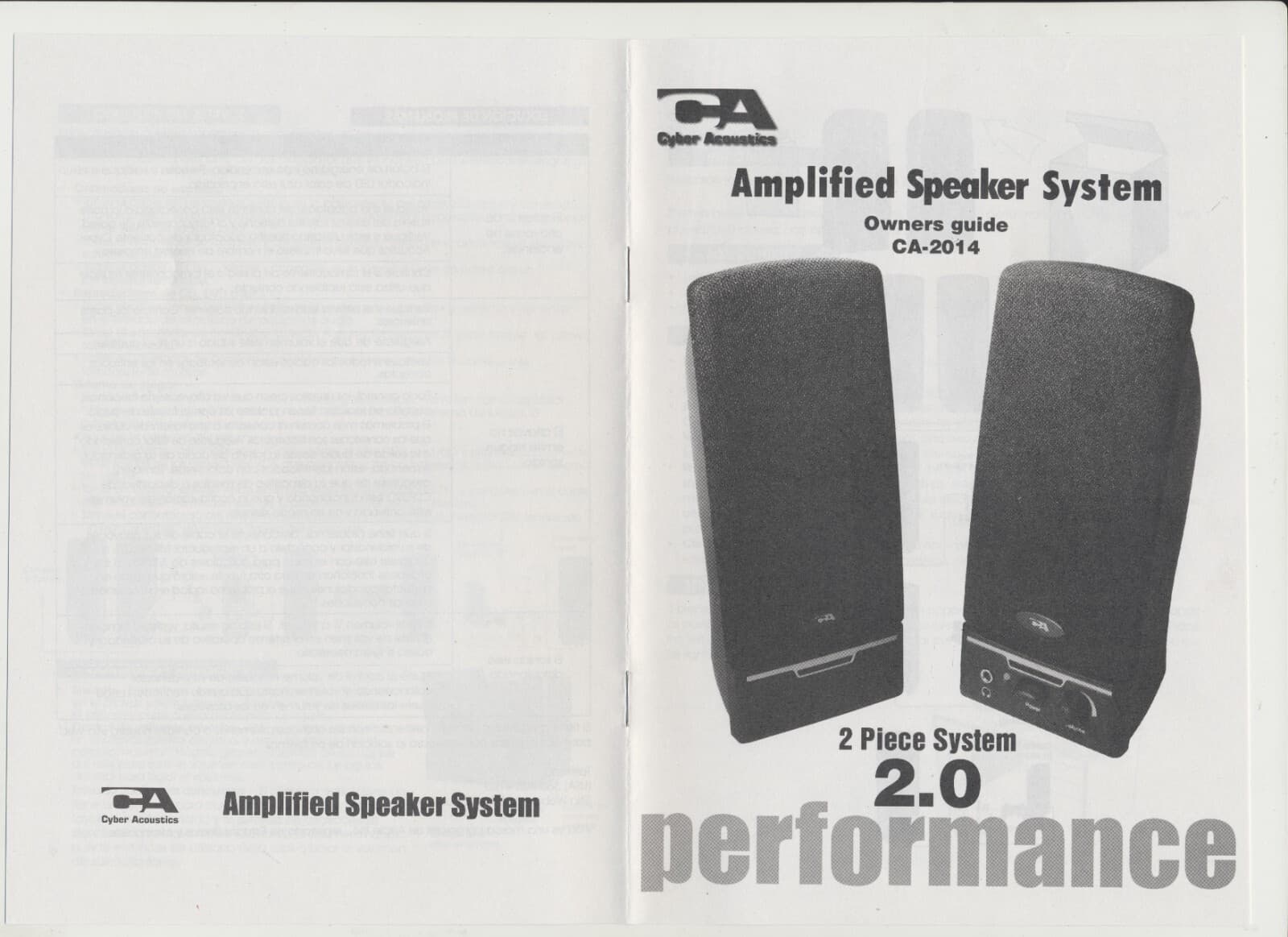Cyber Acoustics CA-2014 Amplified Speaker System - Owner's Guide Only 5